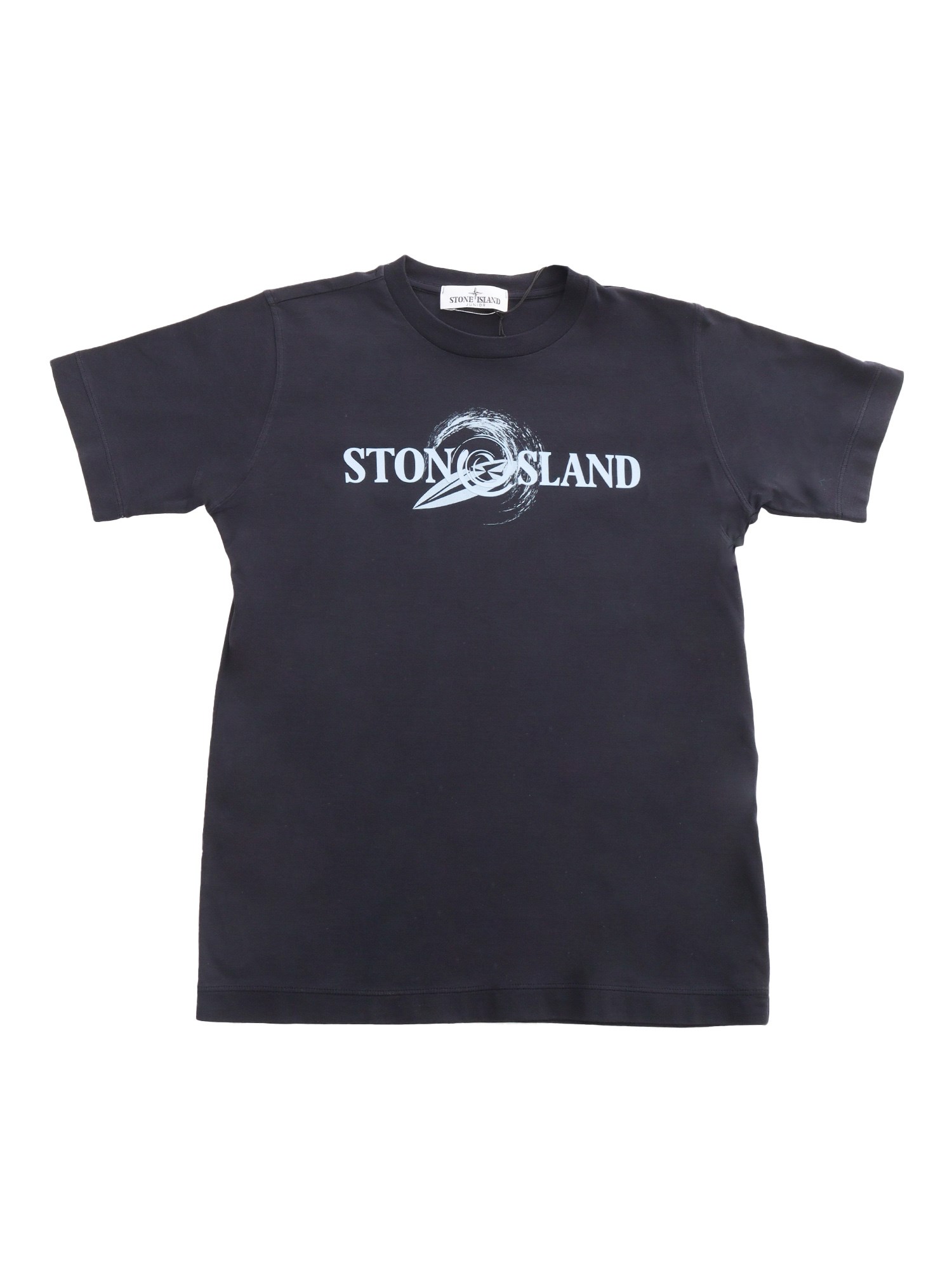 Stone Island Black T-shirt With Prints In Blue