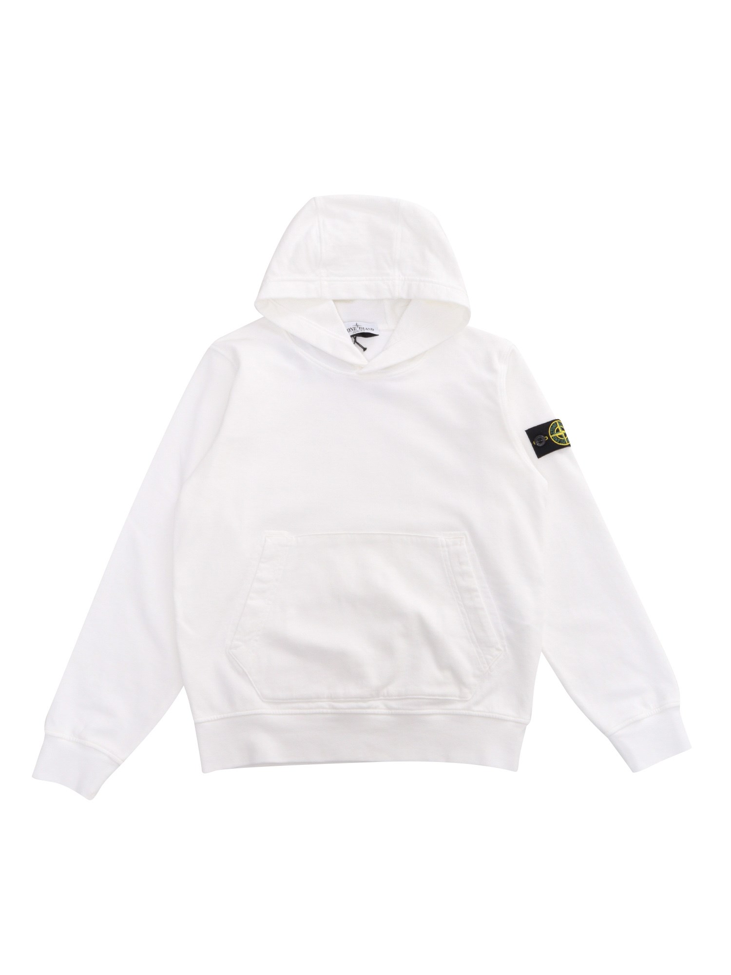 Stone Island White Hoodied Sweatshirt