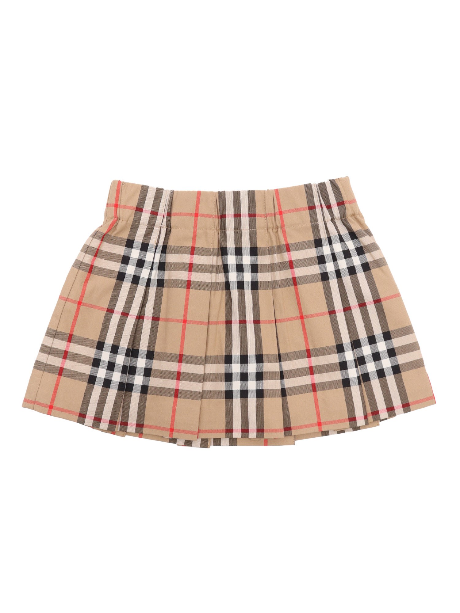 Shop Burberry Check Pattern Skirt In Beige