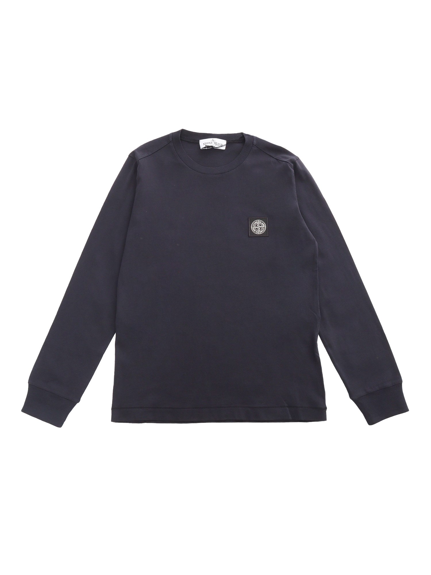 Stone Island Black Sweater With Logo In Blue