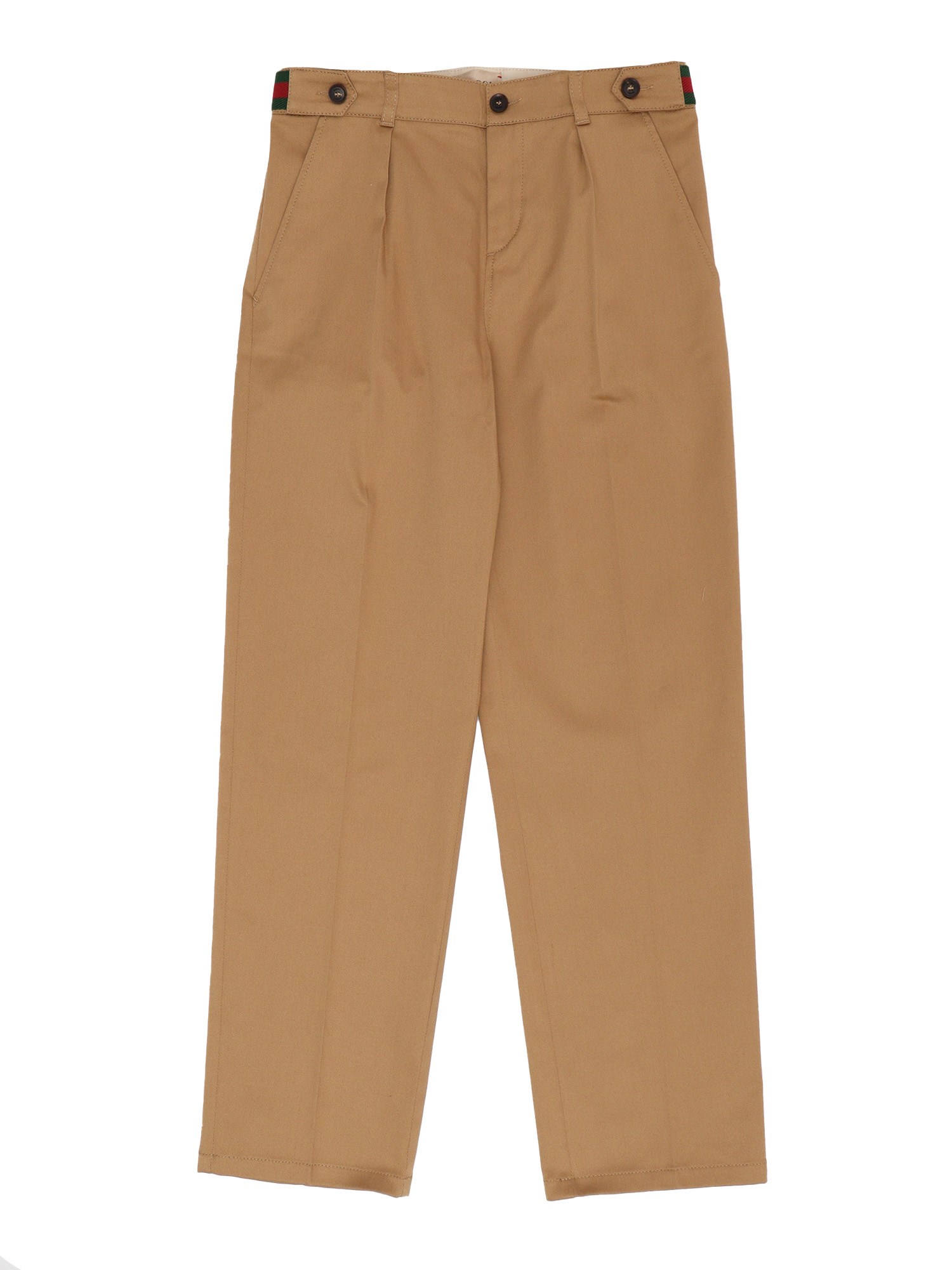 Gucci Camel Colored Gg Trousers In Brown