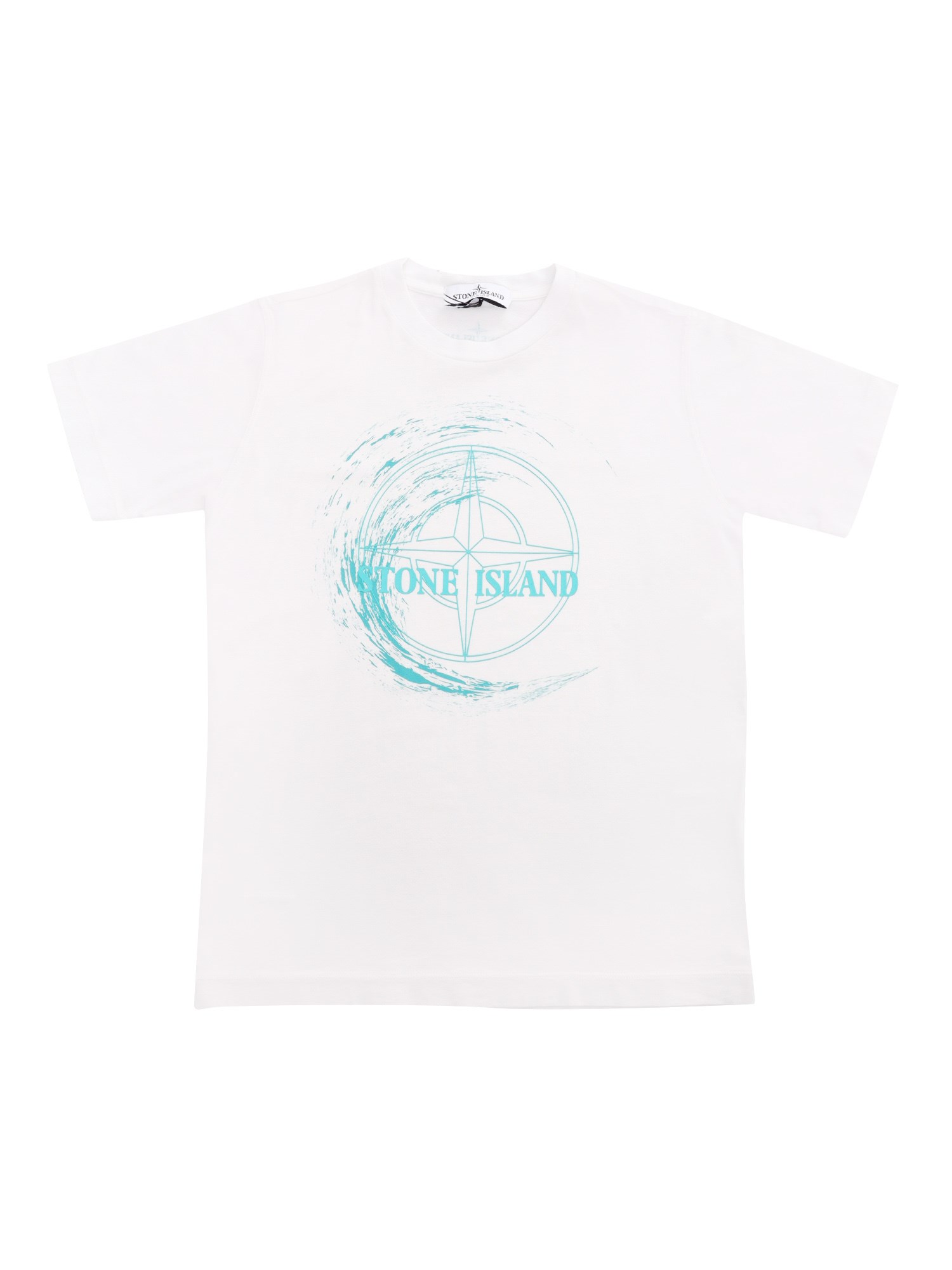 Stone Island White T-shirt With Logo Prints