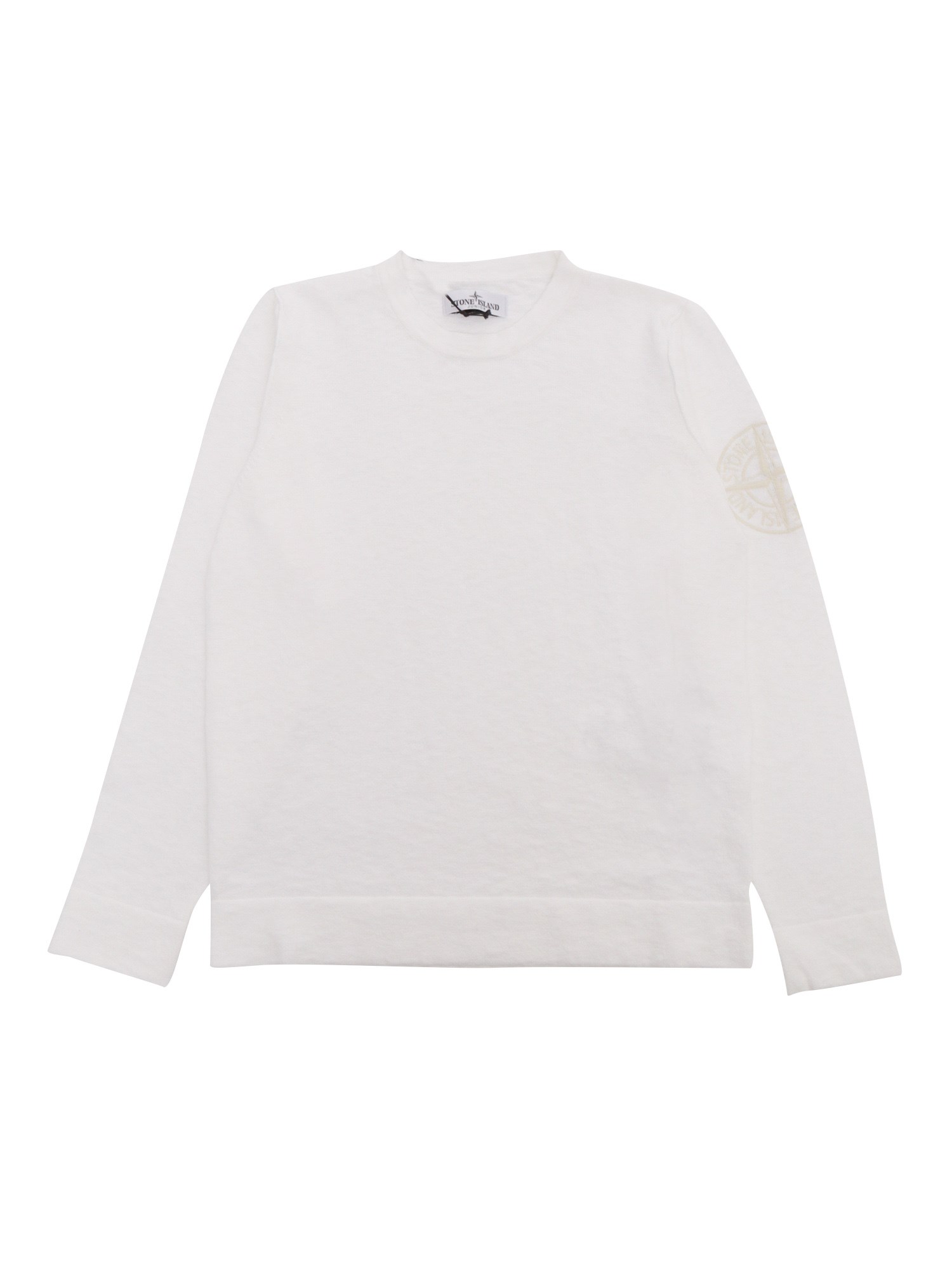 Stone Island White Sweater With Logo In Brown