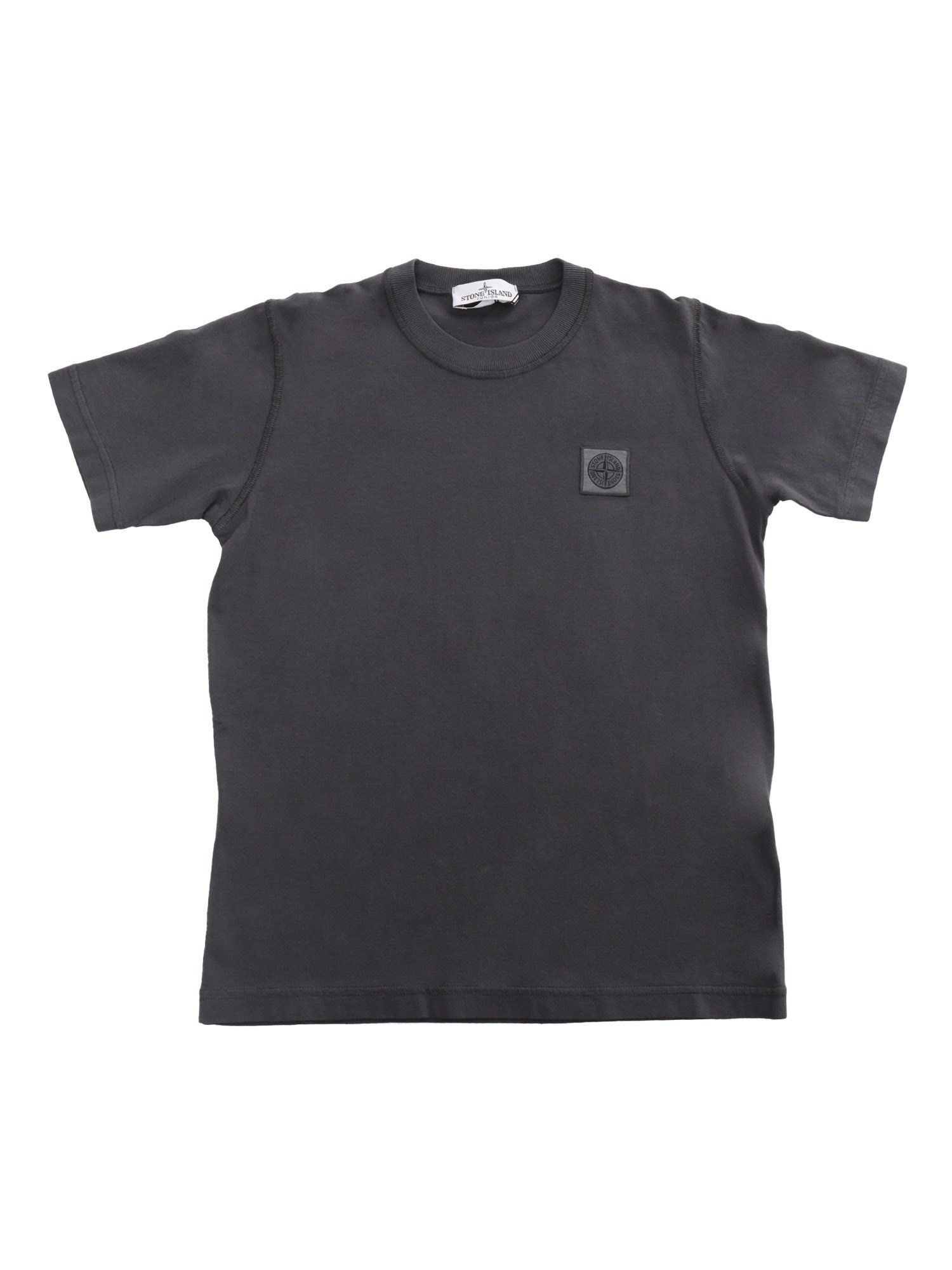 Stone Island Black T-shirt With Logo In Grey