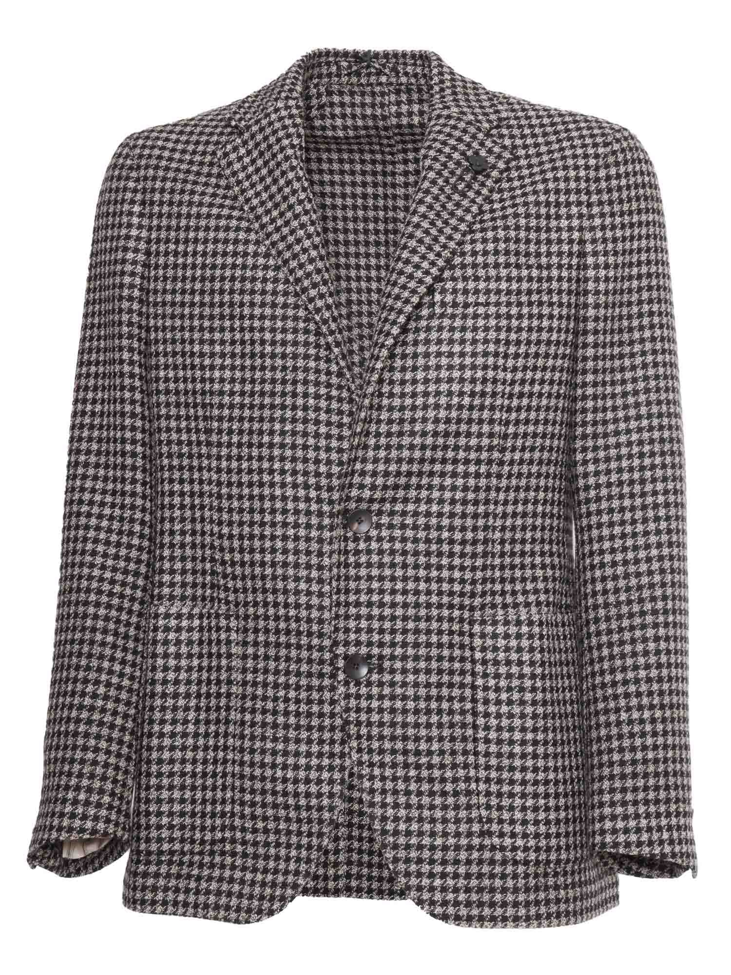 Shop Lardini Houndstooth Jacket In Brown