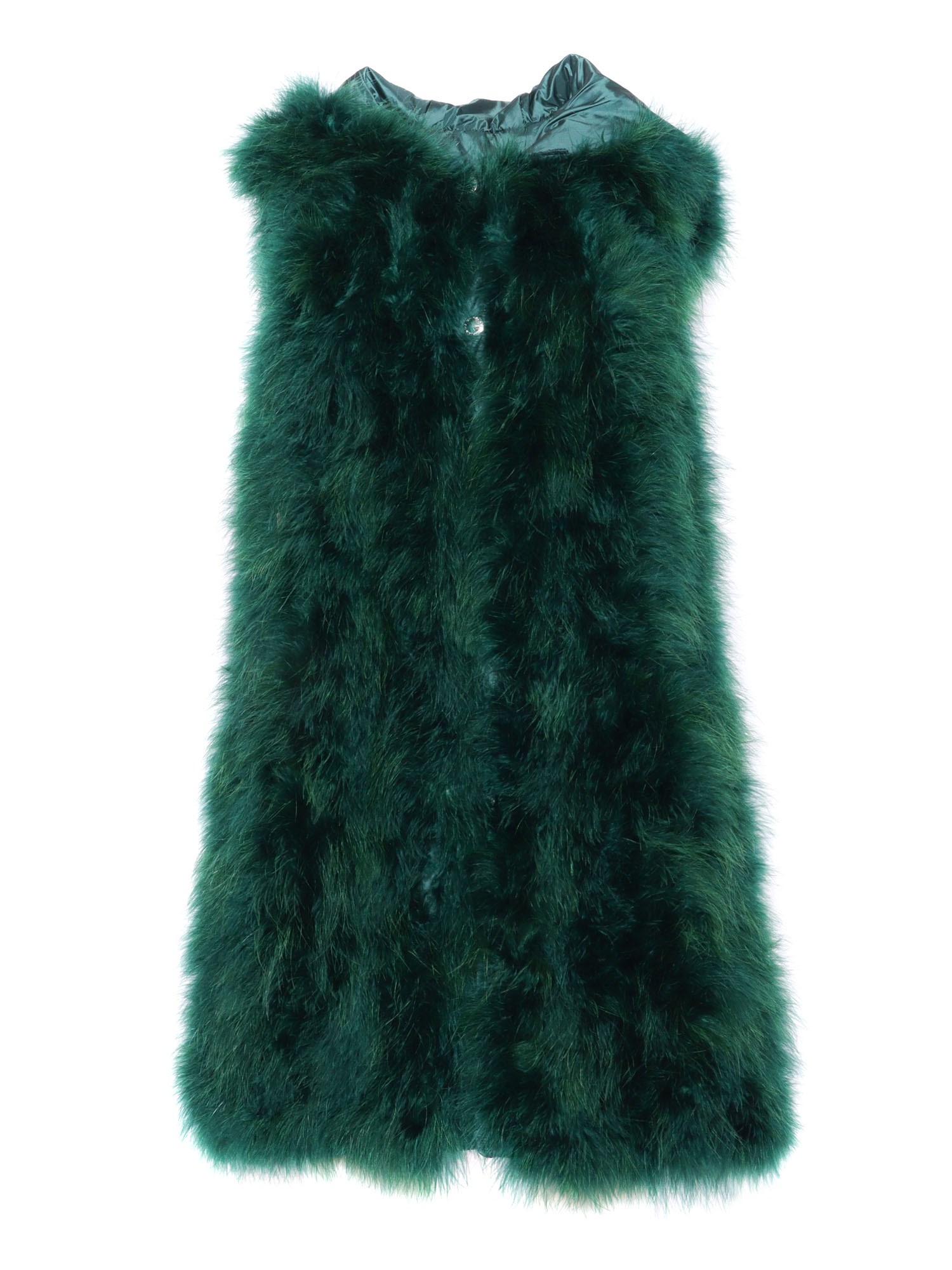 Ermanno Firenze Natural Feather Vest In Green