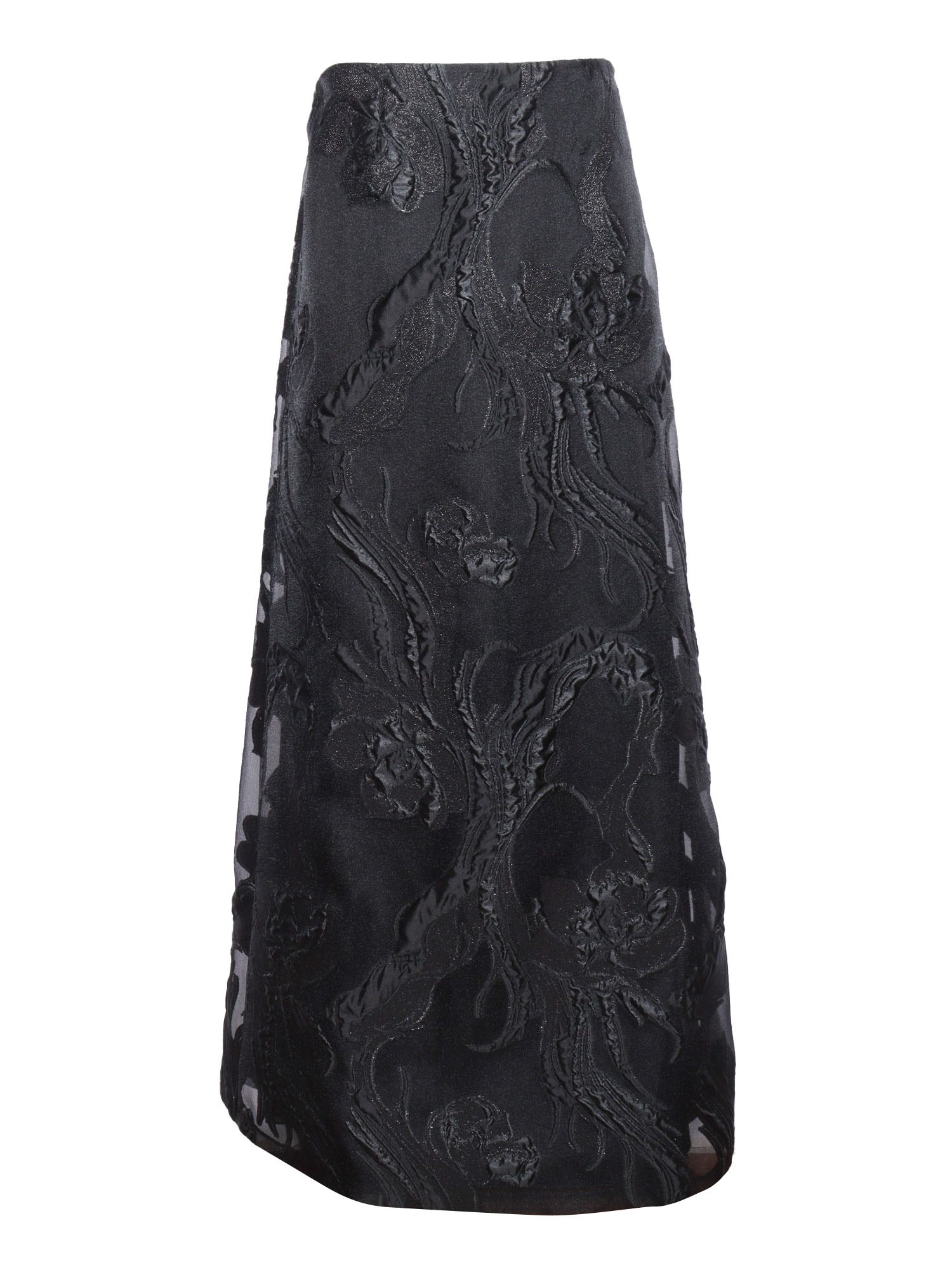 Shop Alberta Ferretti Floral Fil Coupé Skirt In Black