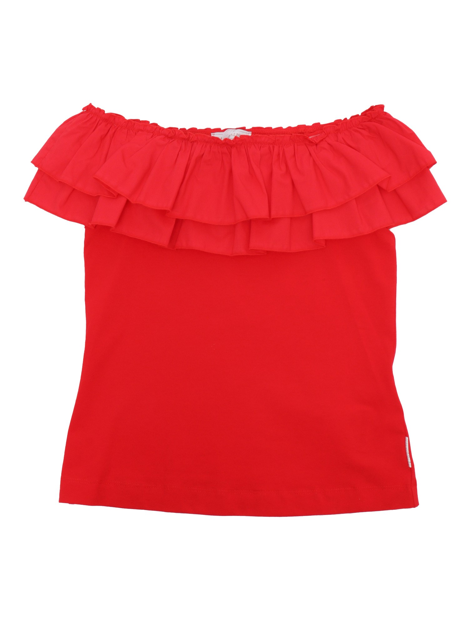 Monnalisa Girl's T-shirt With Ruffles In Red