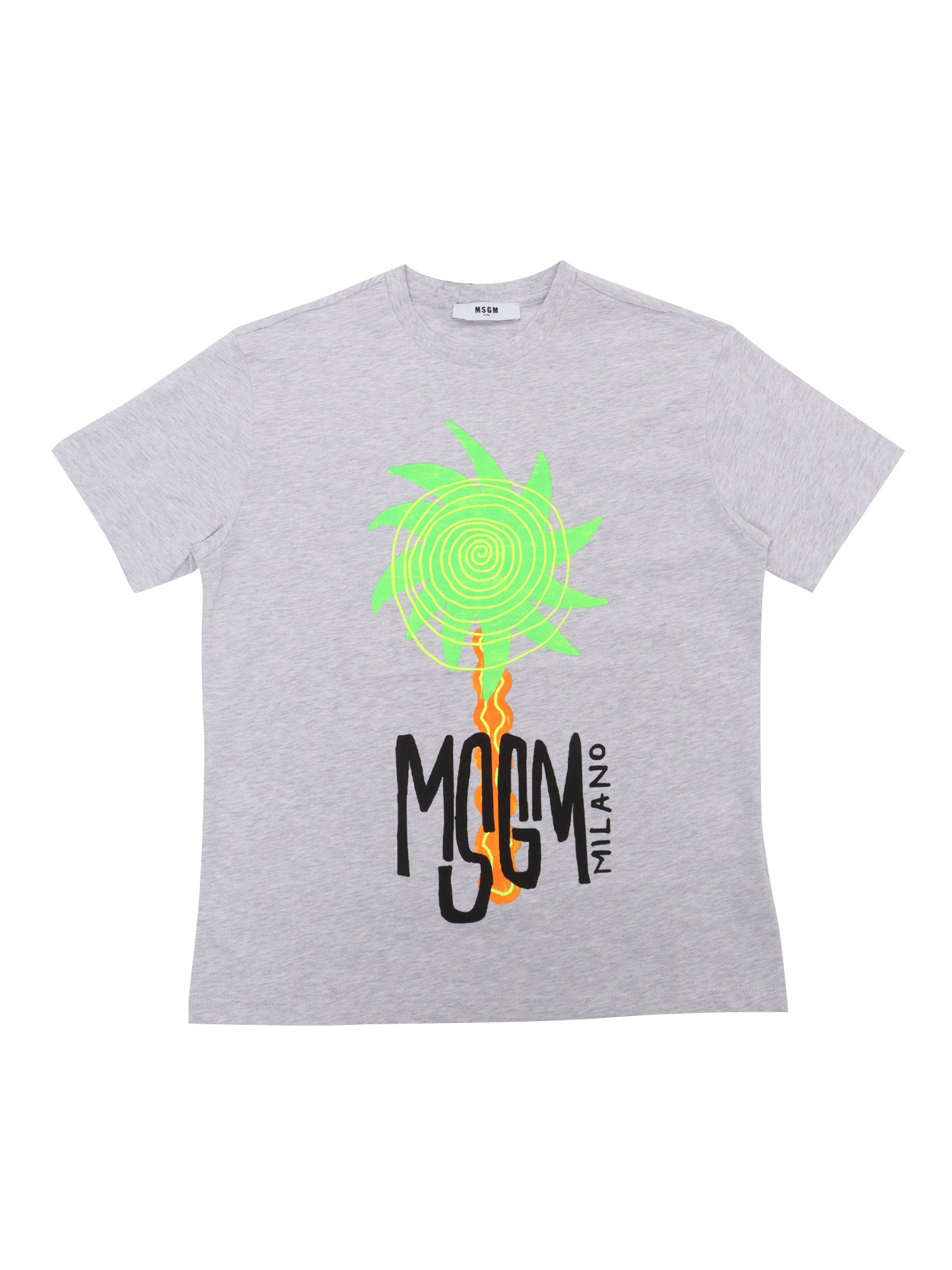 Msgm Gray T-shirt With Prints