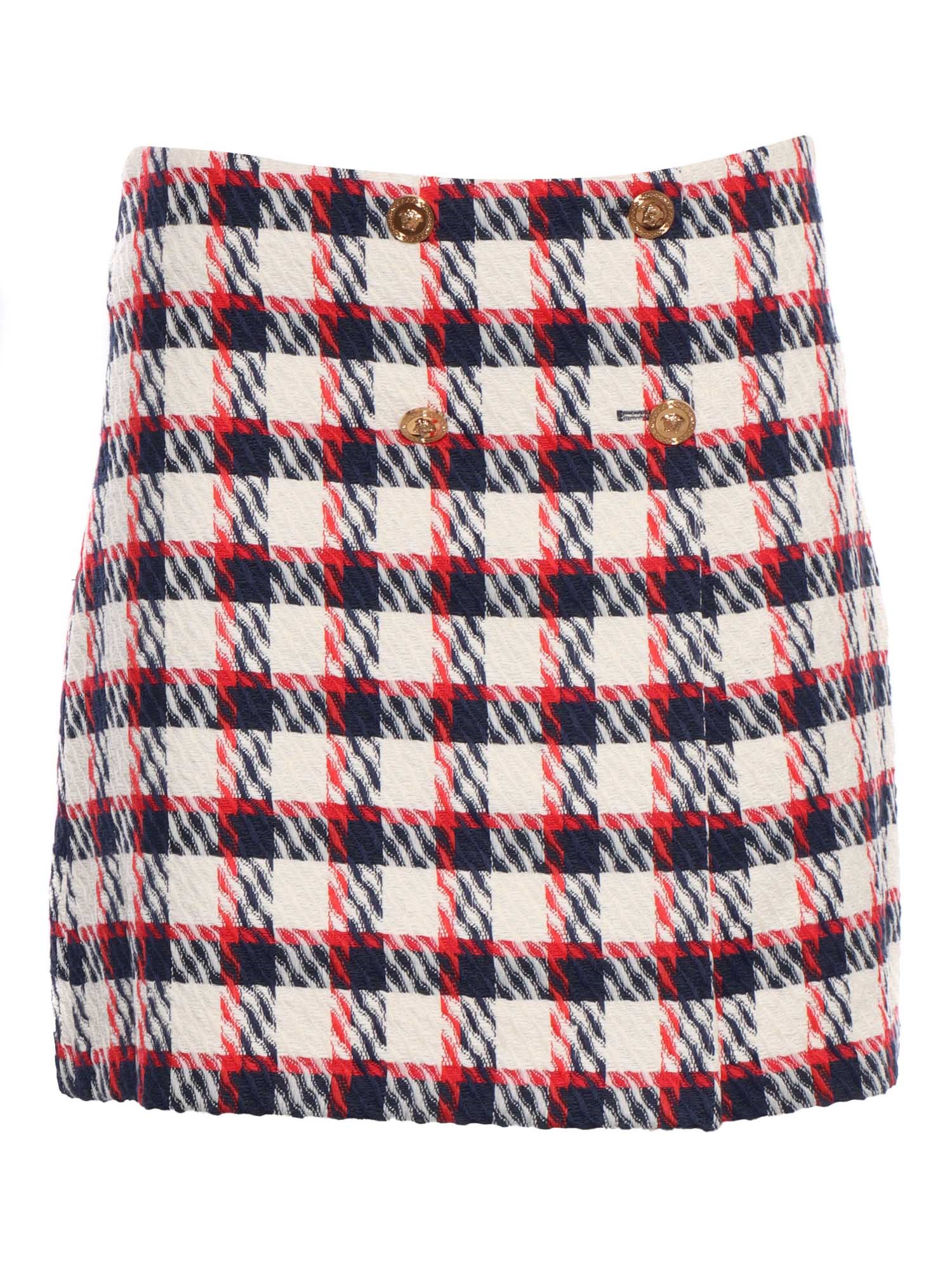 Versace Skirt In Tartan Tweed In Multi
