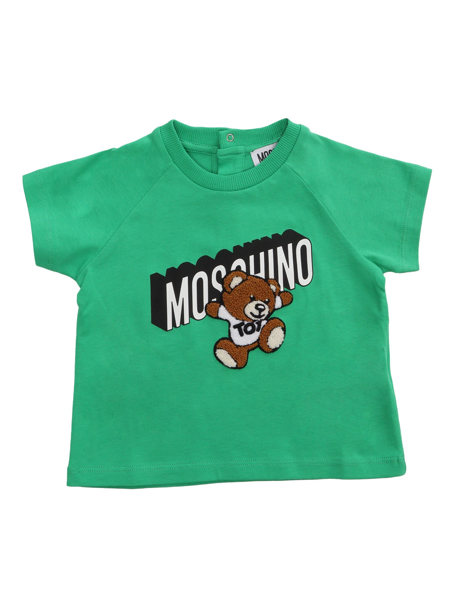 Shop Moschino Kid Green T-shirt With Logo