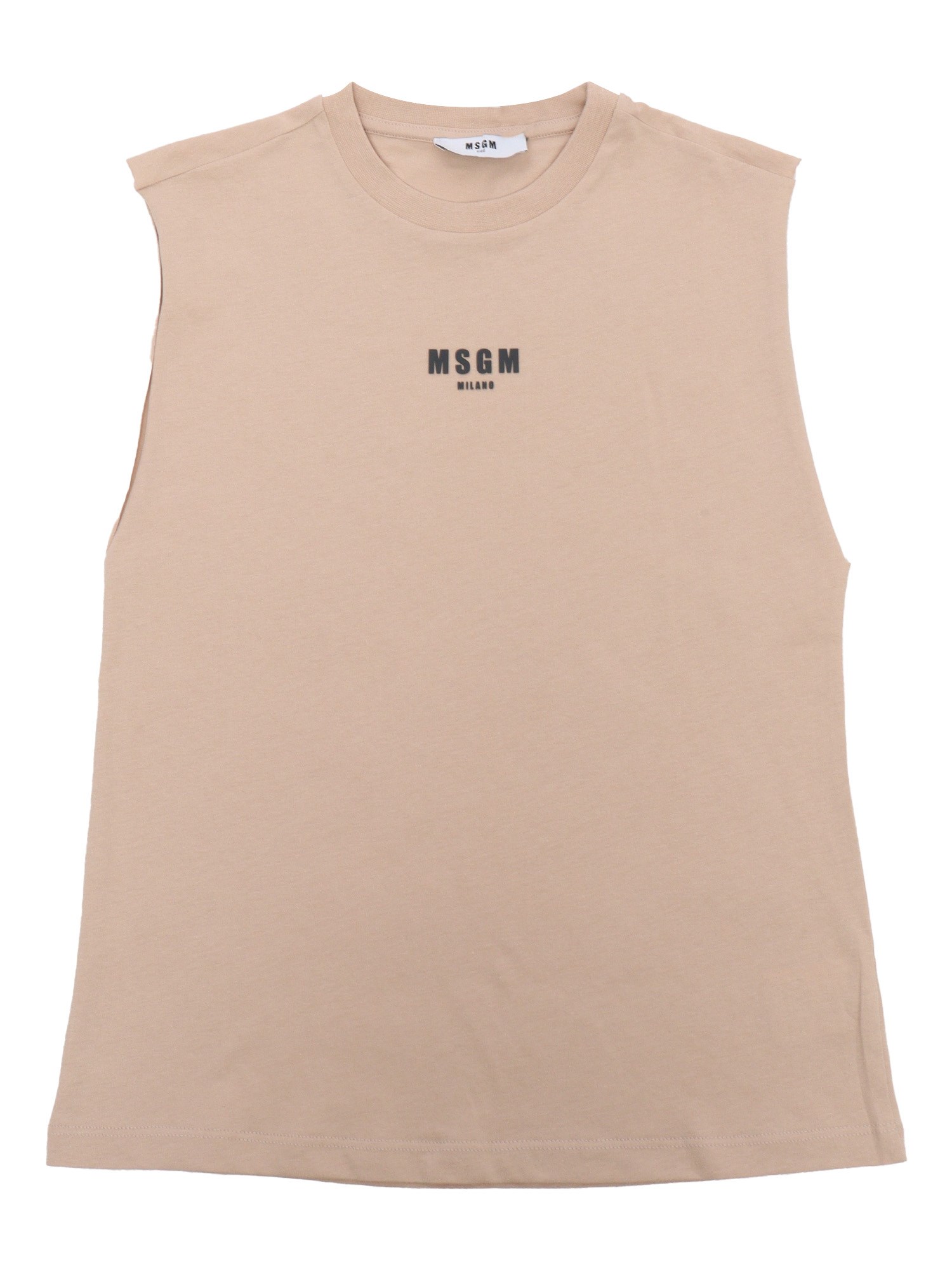 Shop Msgm Beige Tank Top With Logo
