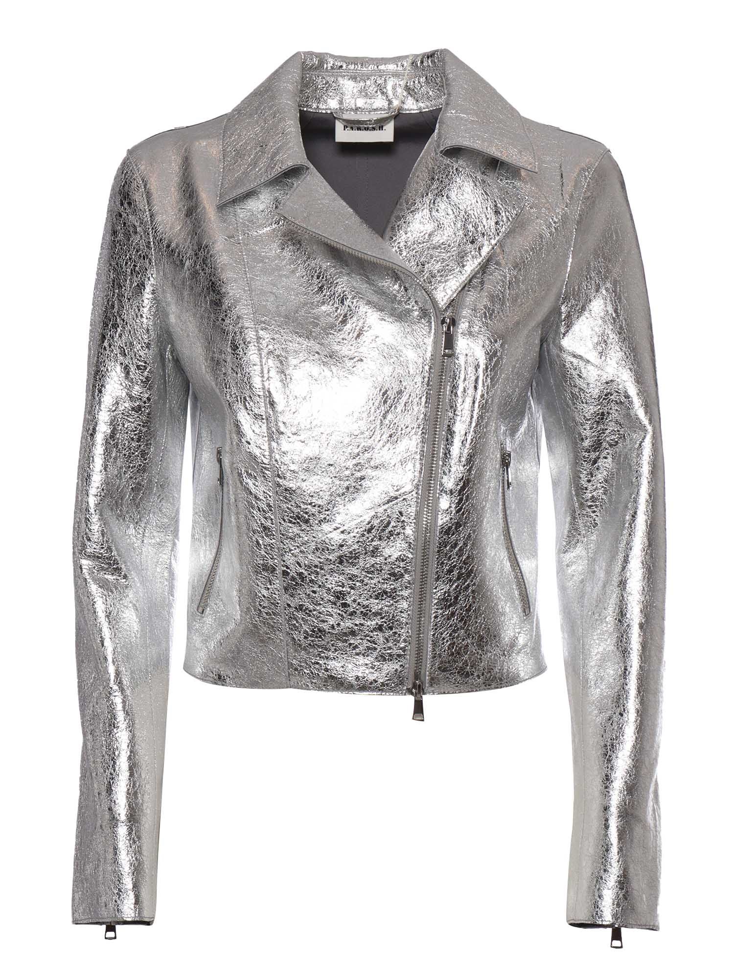 P.a.r.o.s.h . 'metallic' Silver Lambskin Jacket In Silver