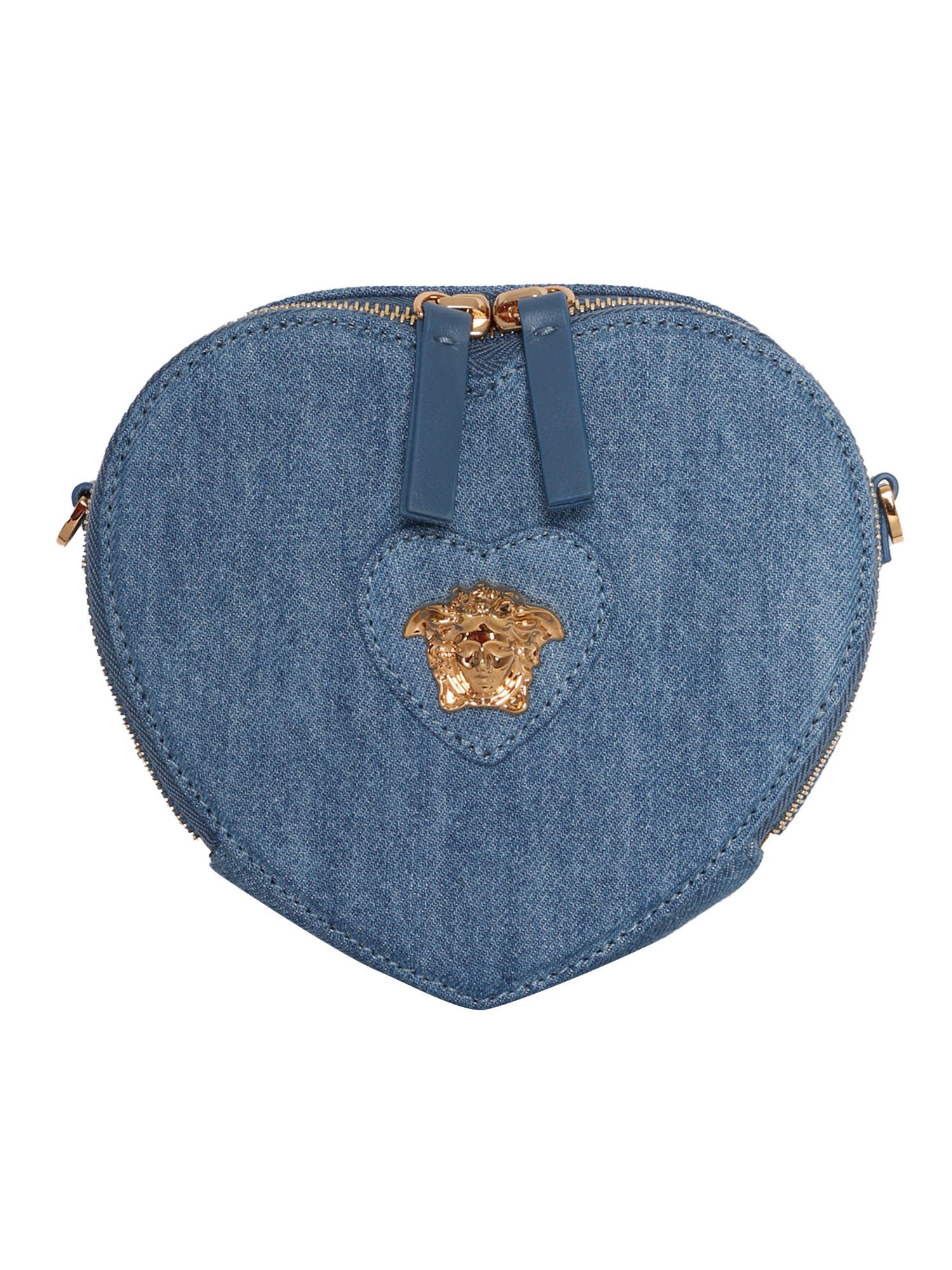 Shop Versace Heart-shaped Bag In Blue