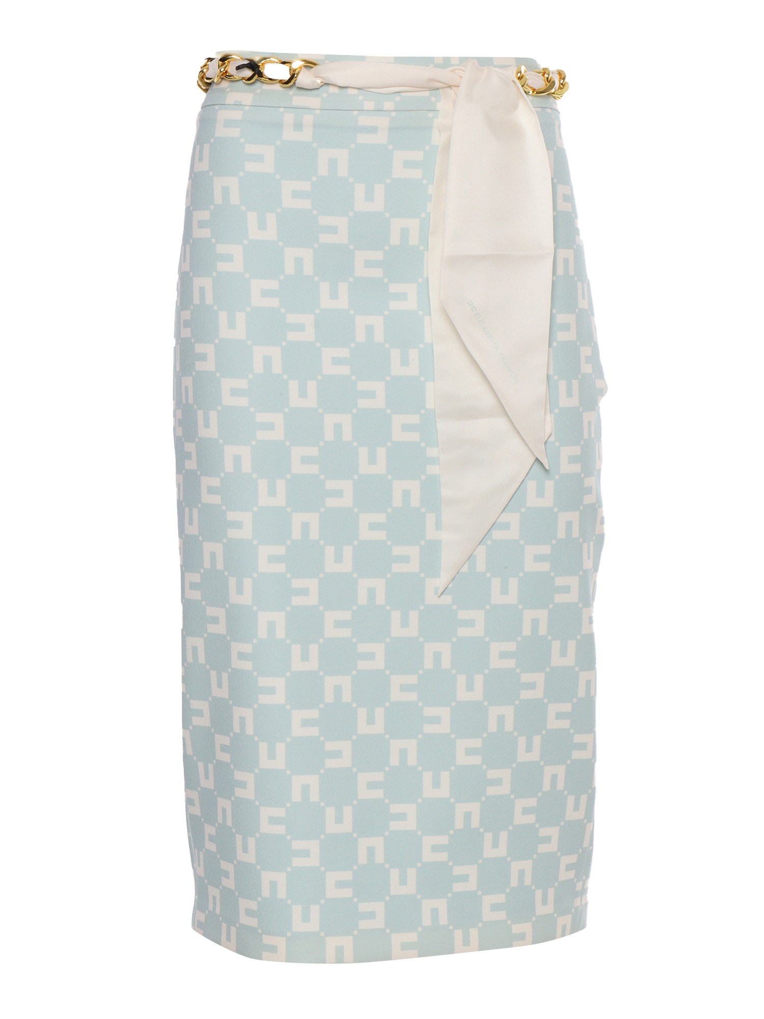 ELISABETTA FRANCHI LIGHT BLUE MIDI SKIRT