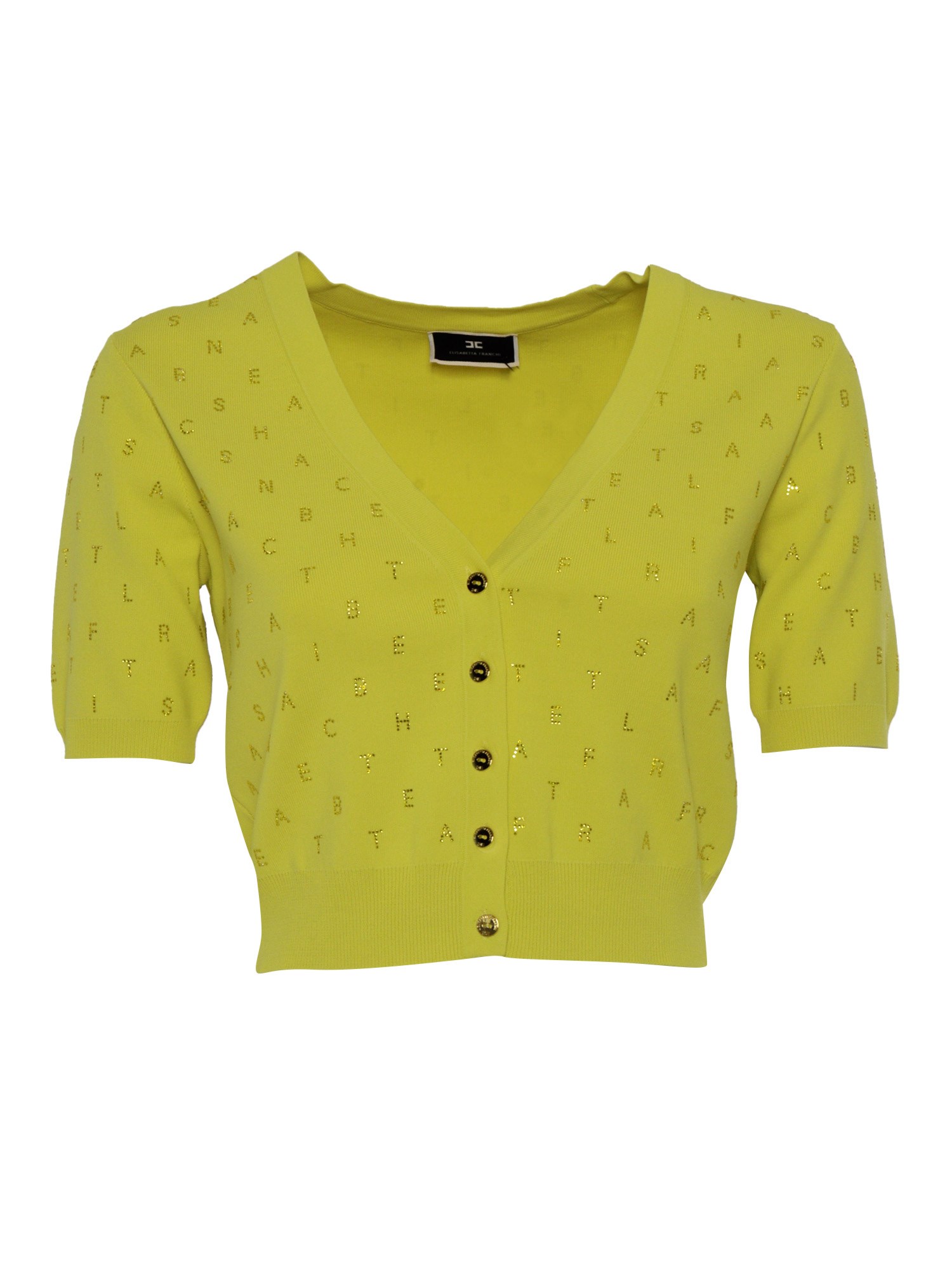 Shop Elisabetta Franchi Yellow Tricot Sweater