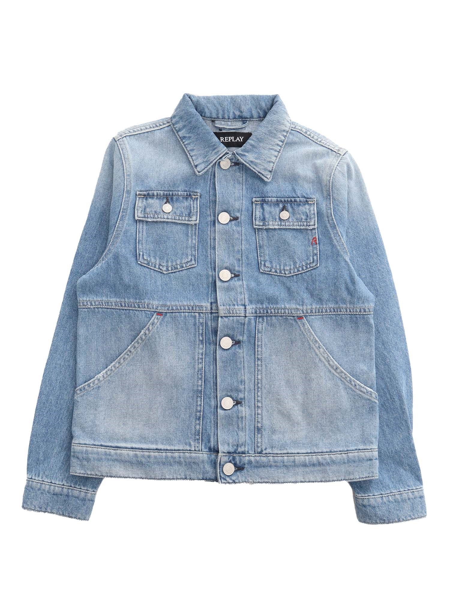 Shop Replay Denim Jacket With Pockets In Light Blue