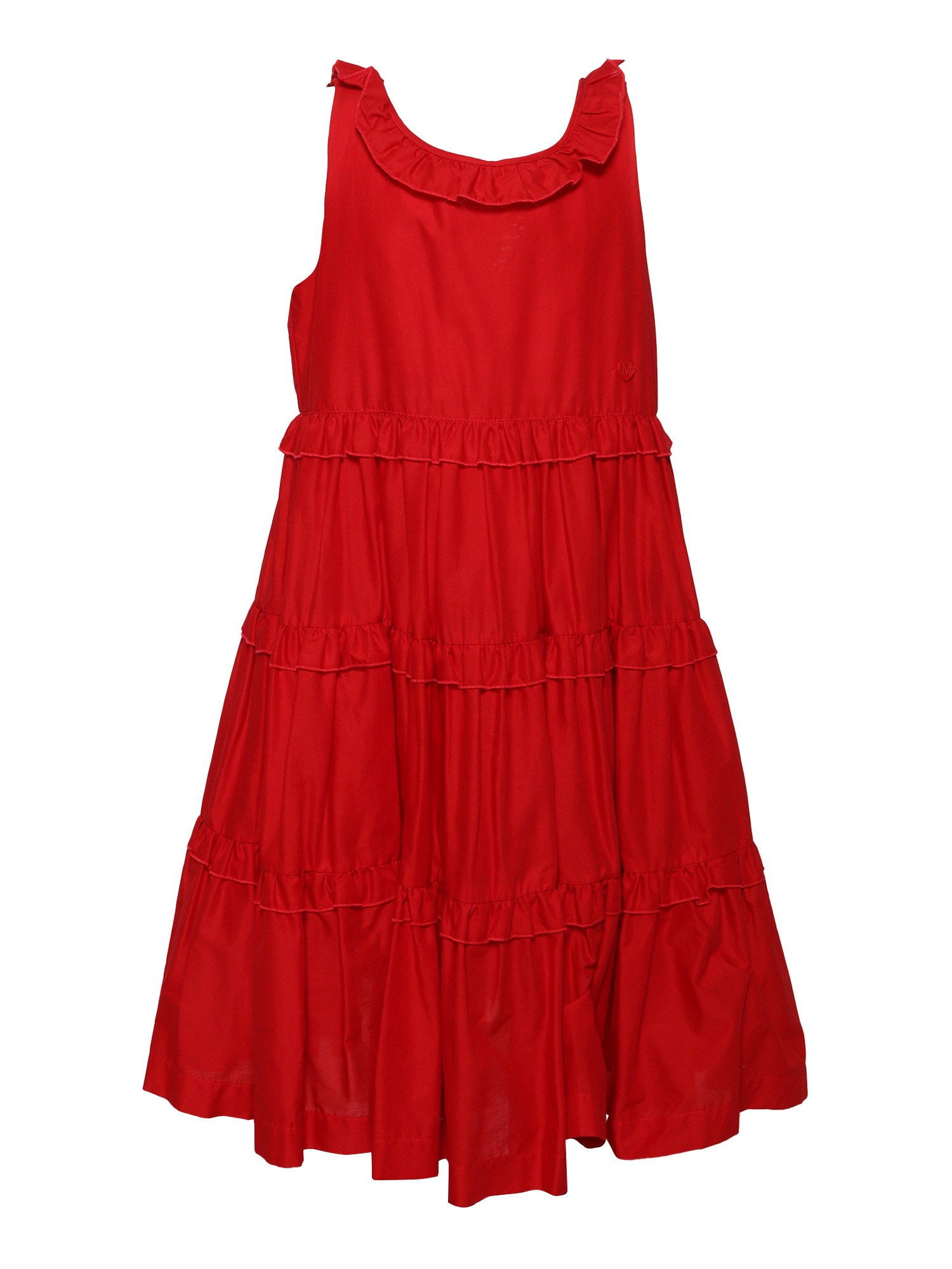 Monnalisa Flared Flounced Dress In Red