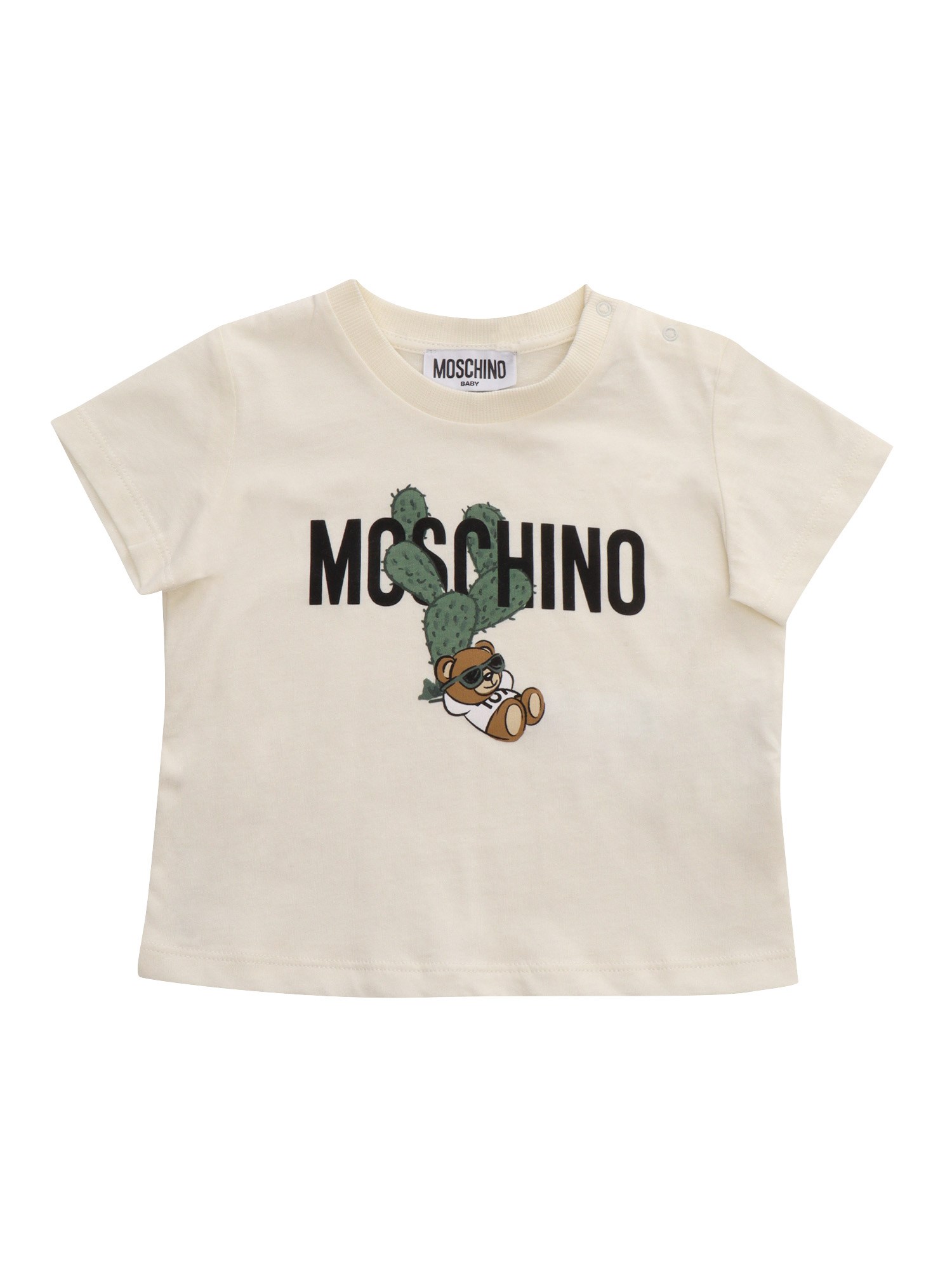 Shop Moschino Kid Cream Colored T-shirt With Pattern In White