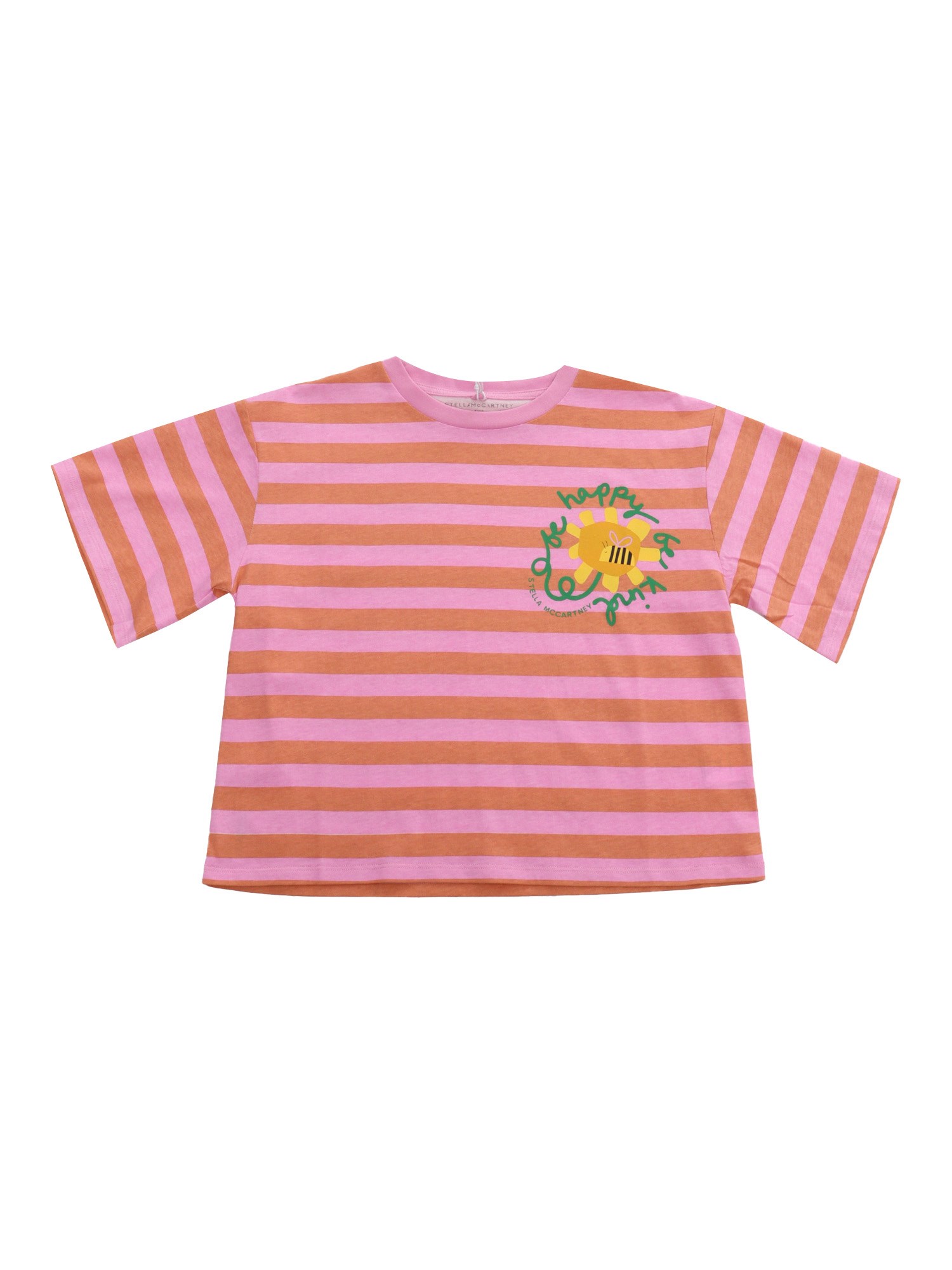 Stella Mccartney Striped Pink Crop T-shirt In Multi