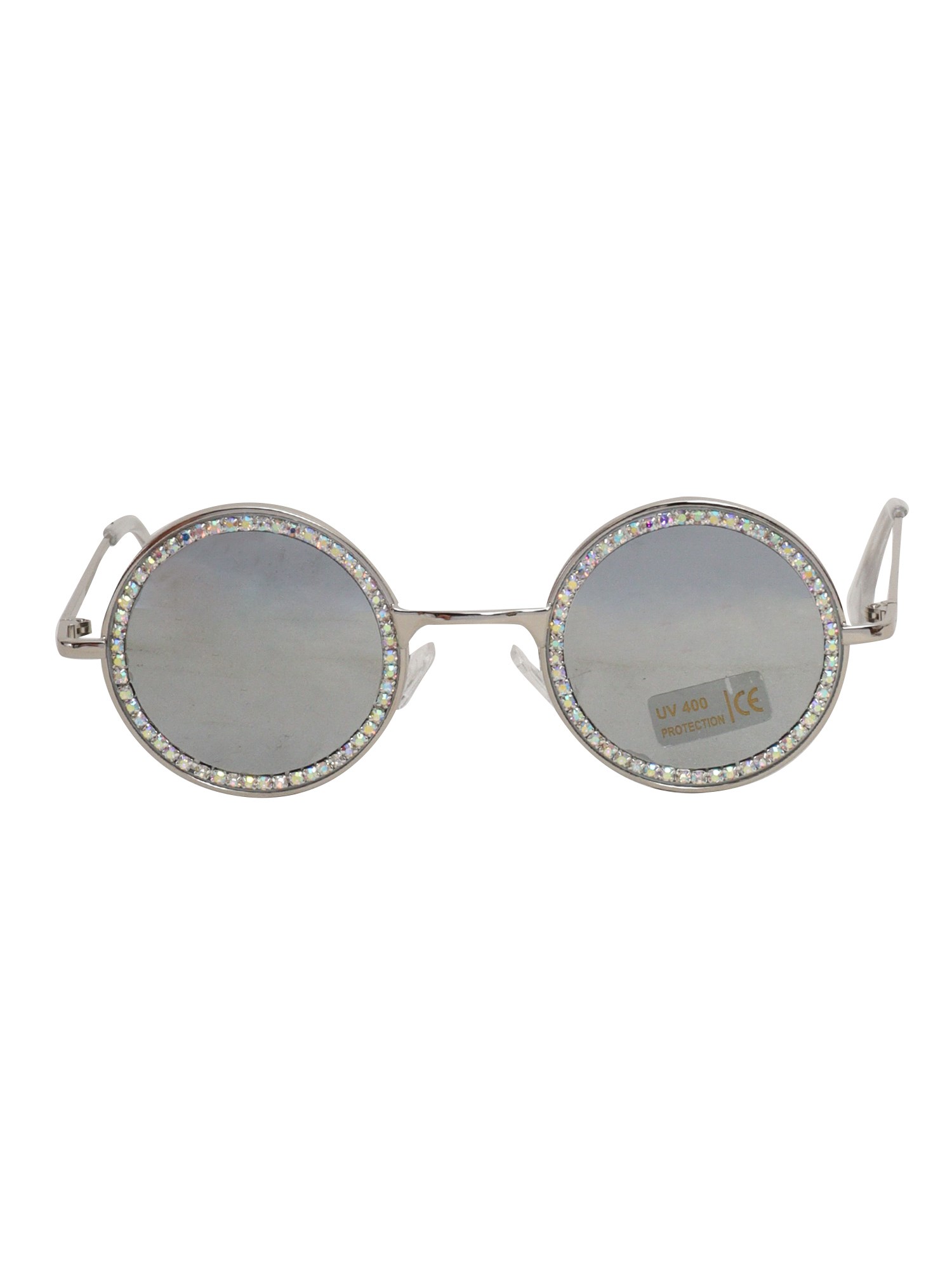 Shop Monnalisa Round Glasses With Rhinestones In White