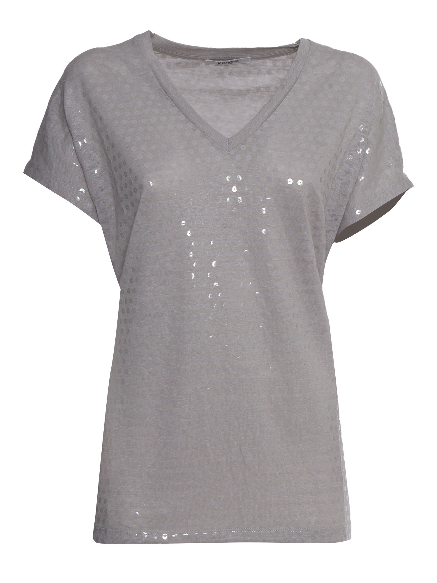 Shop Kangra Cashmere Grey Linen T-shirt In Gray