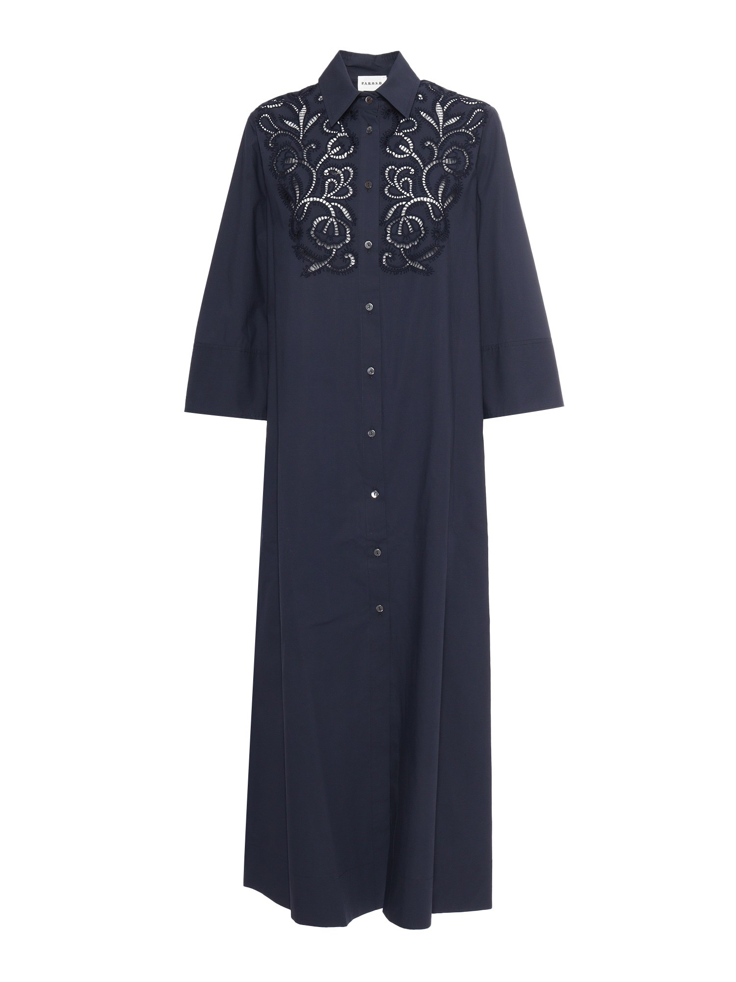 P.a.r.o.s.h Shirt Dress With Openwork Lace In Blue