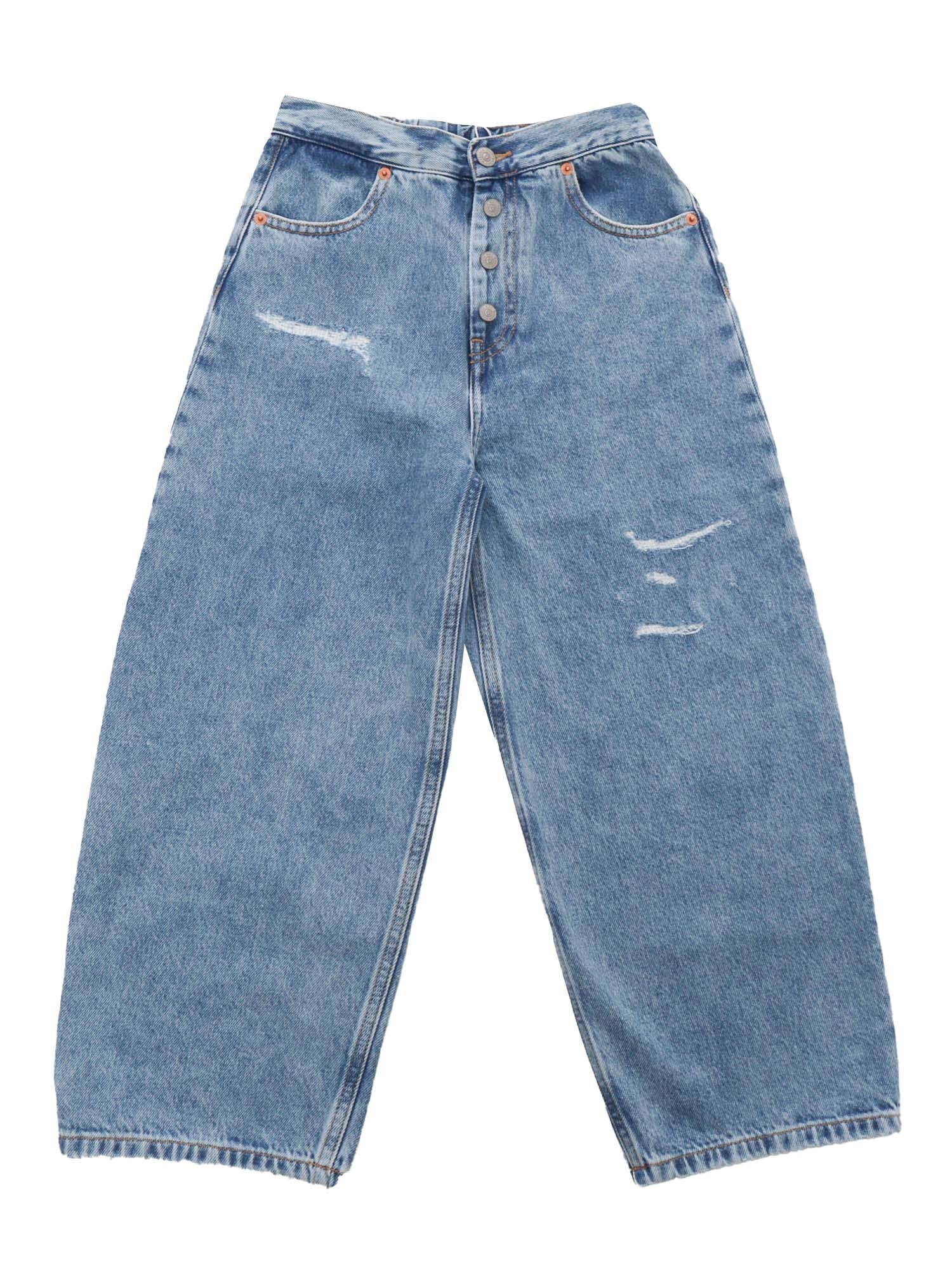 Mm6 Maison Margiela High-waisted Baggy Jeans In Blue