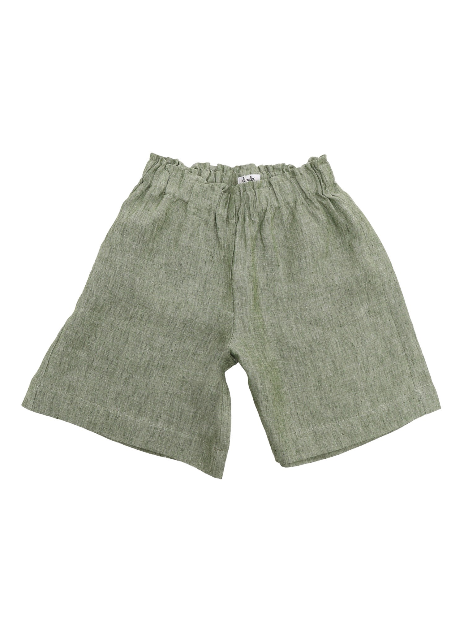 Shop Il Gufo Green Linen Bermuda Shorts