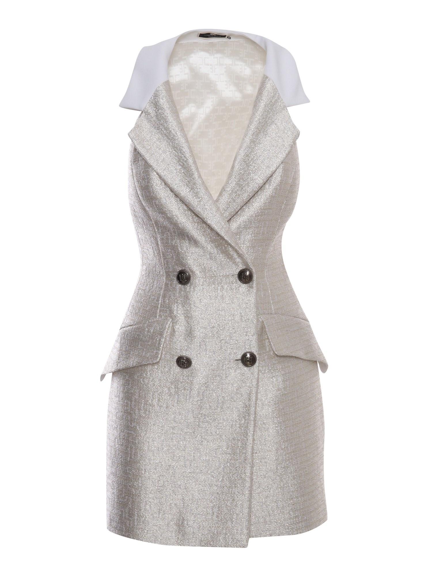 Elisabetta Franchi Shiny Blazer Dress In Silver