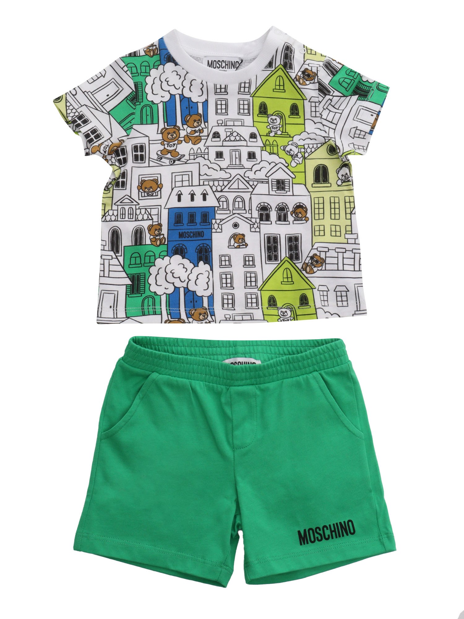 Shop Moschino Kid Two-piece Sportive Set In Green