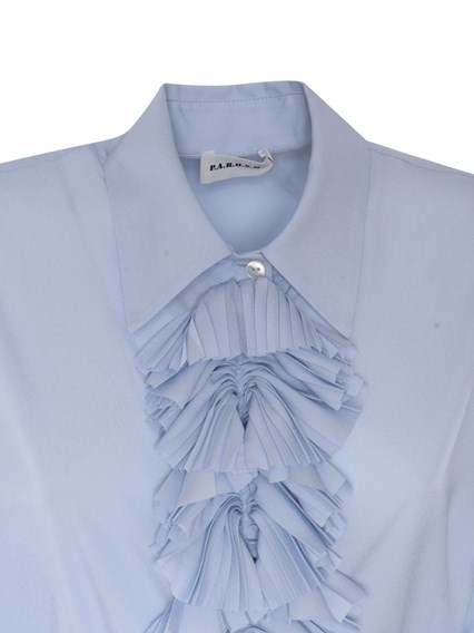P.A.R.O.S.H. Light blue shirt with ruffles