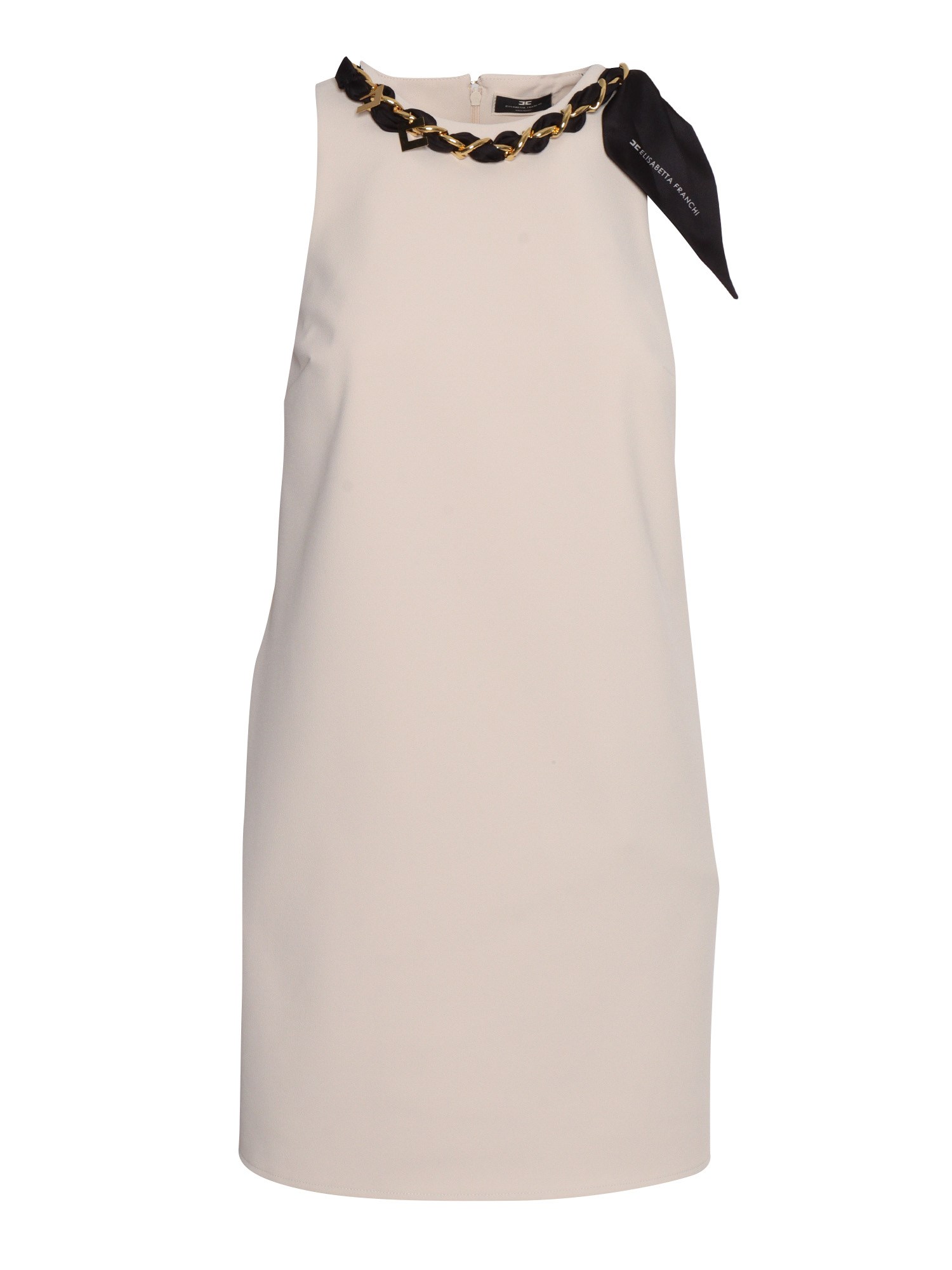 Shop Elisabetta Franchi Sleevless Beige Dress In White
