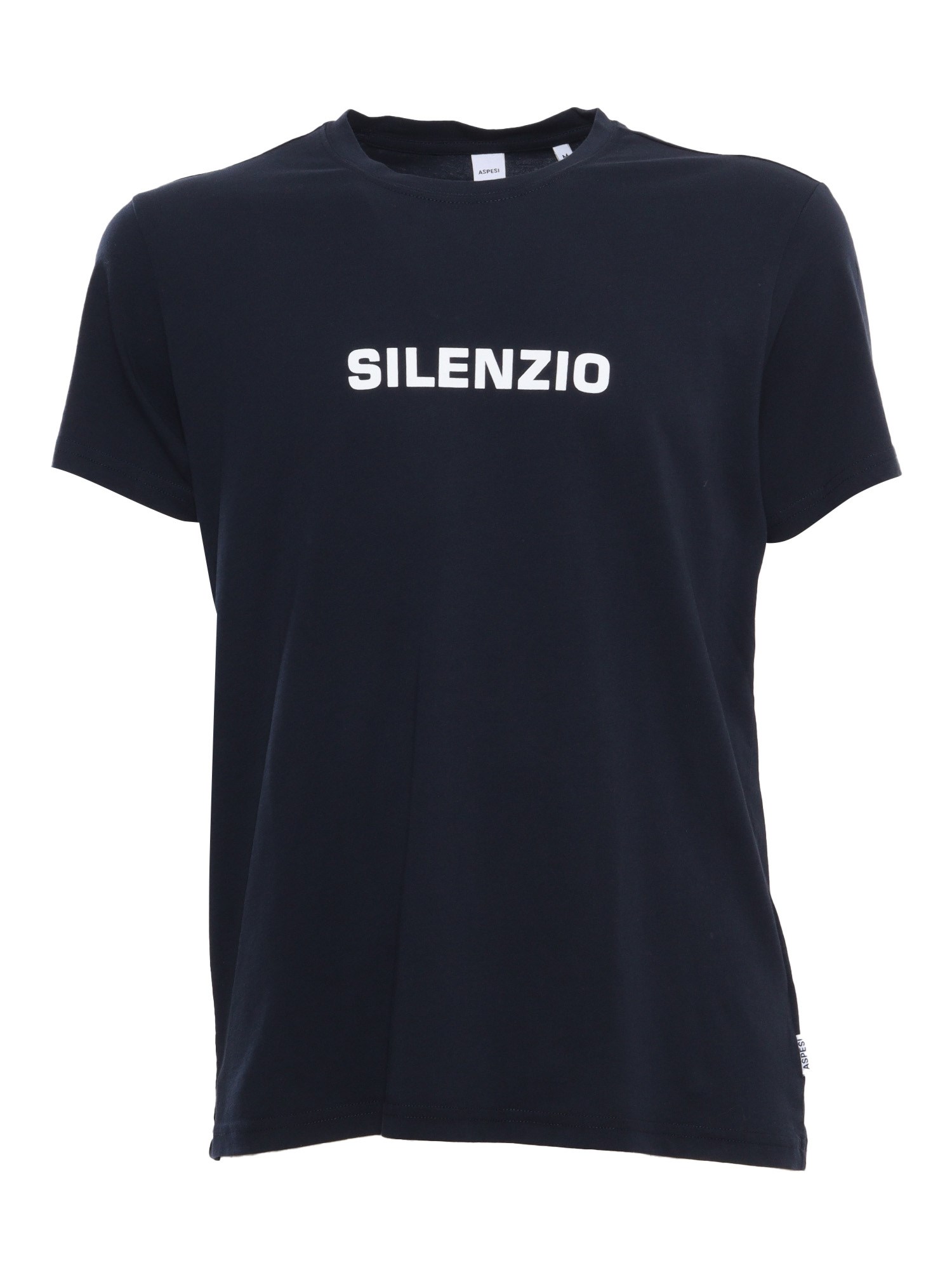 Aspesi Black T-shirt With Prints In Blue