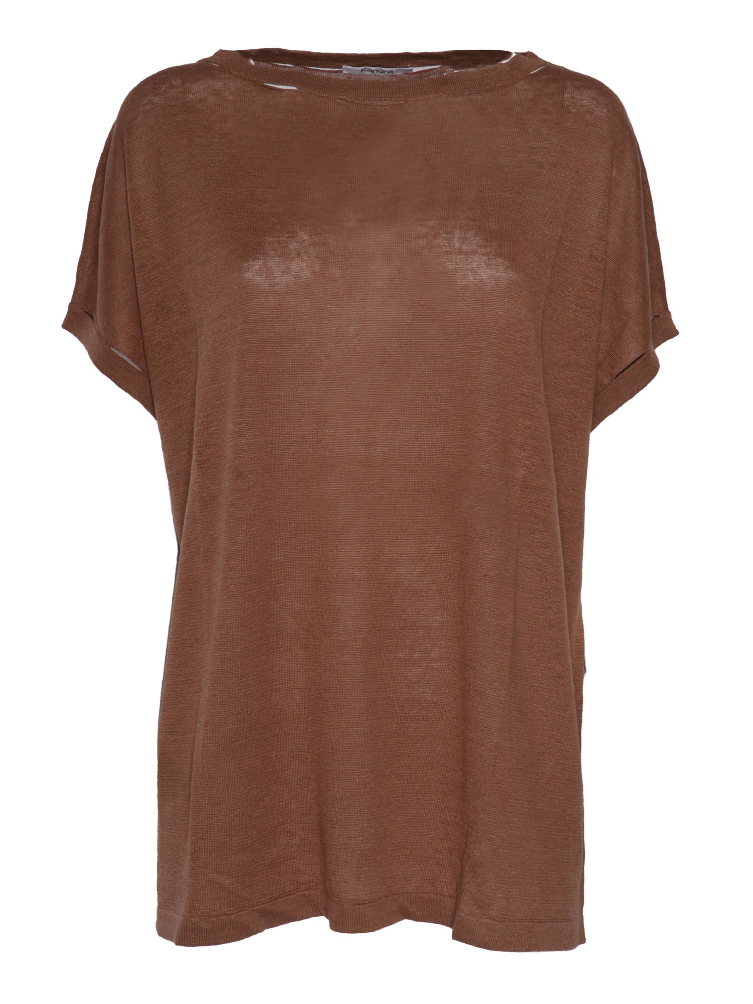 Kangra Cashmere Brown Short Sleeved Sweater In Brown