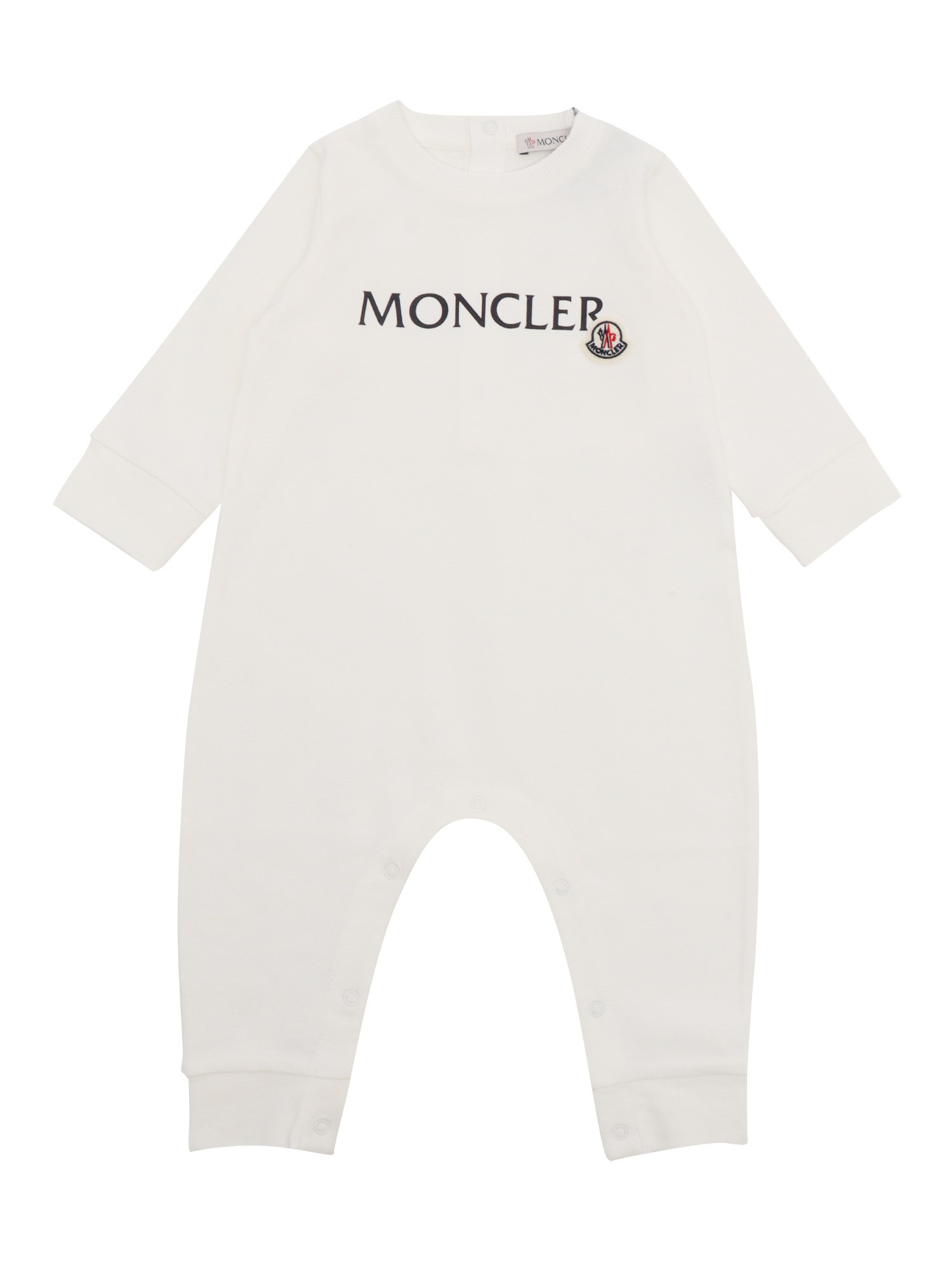 Moncler Baby White Romper In Beige
