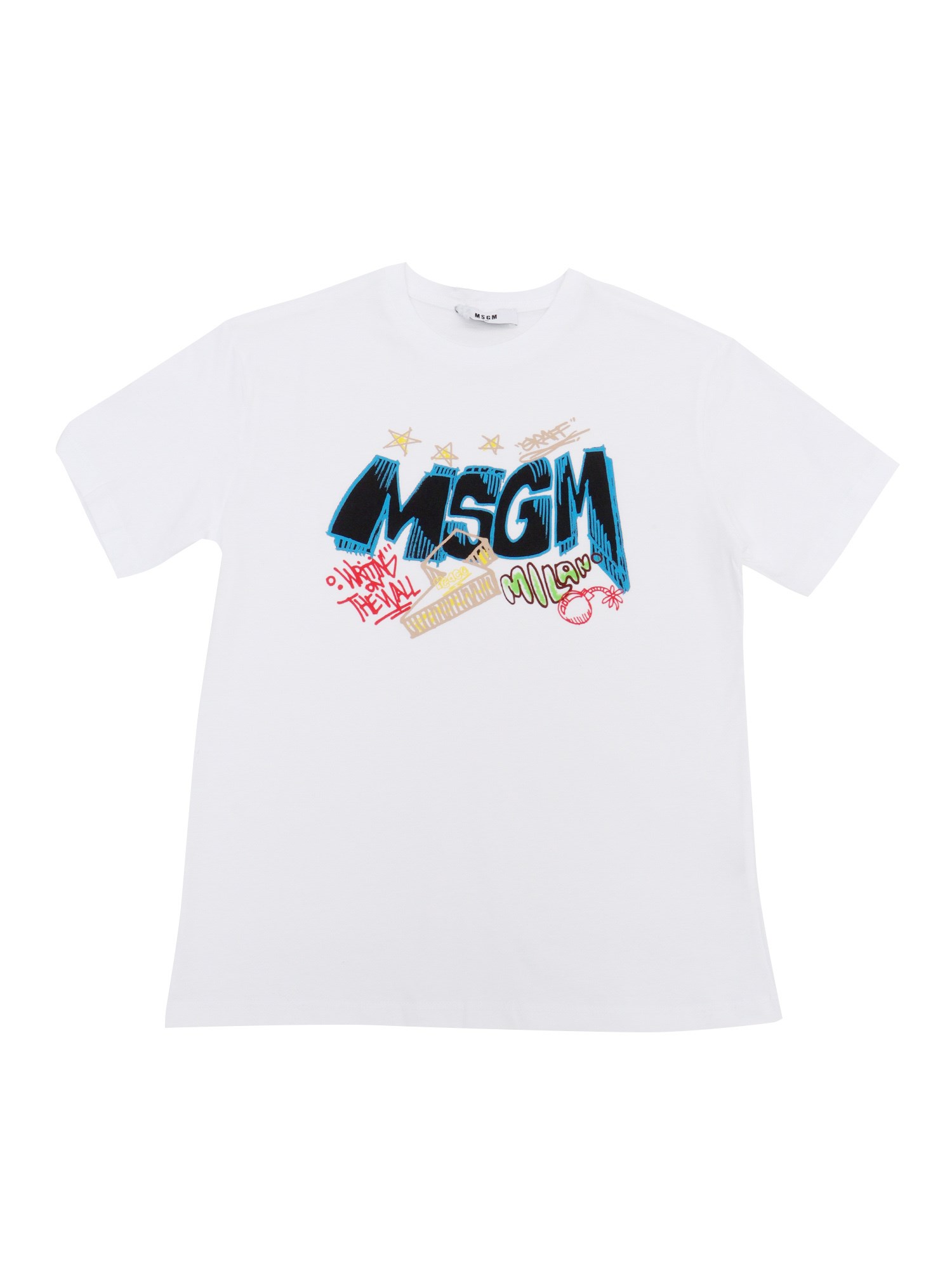 Msgm Kids' White T-shirt With Logo