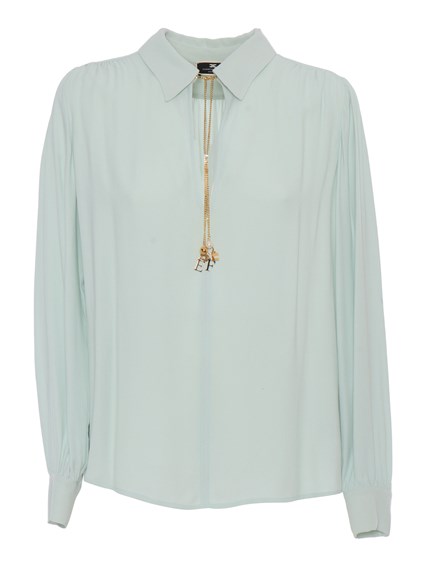 ELISABETTA FRANCHI Light blue shirt with jewel