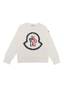 Moncler Enfant White sweatshirt with logo