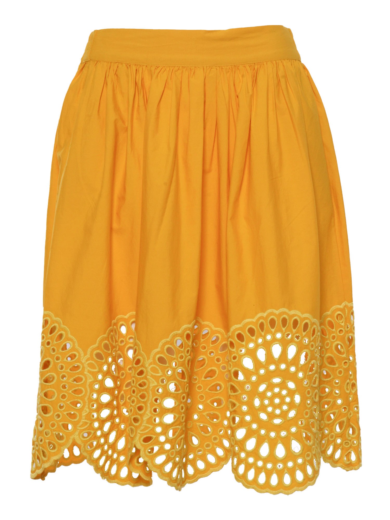 Stella Mccartney Yellow Skirt With Lace In Multi