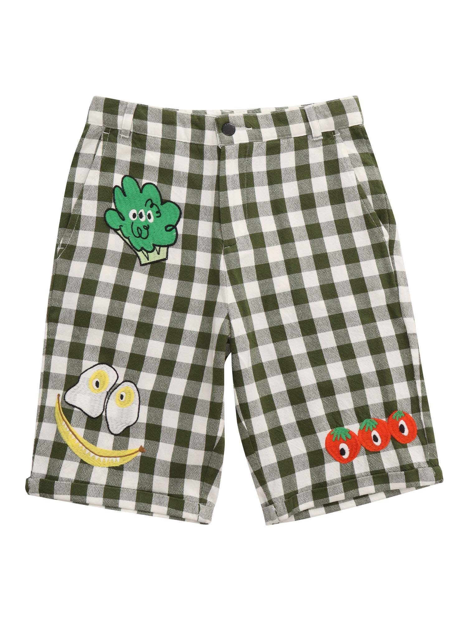 Stella Mccartney Kids' Checked Shorts With Prints In Green