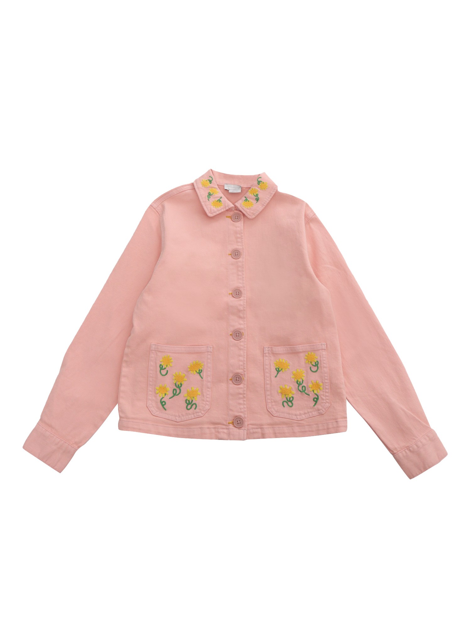 Stella Mccartney Pink Denim Jacket With Flowers