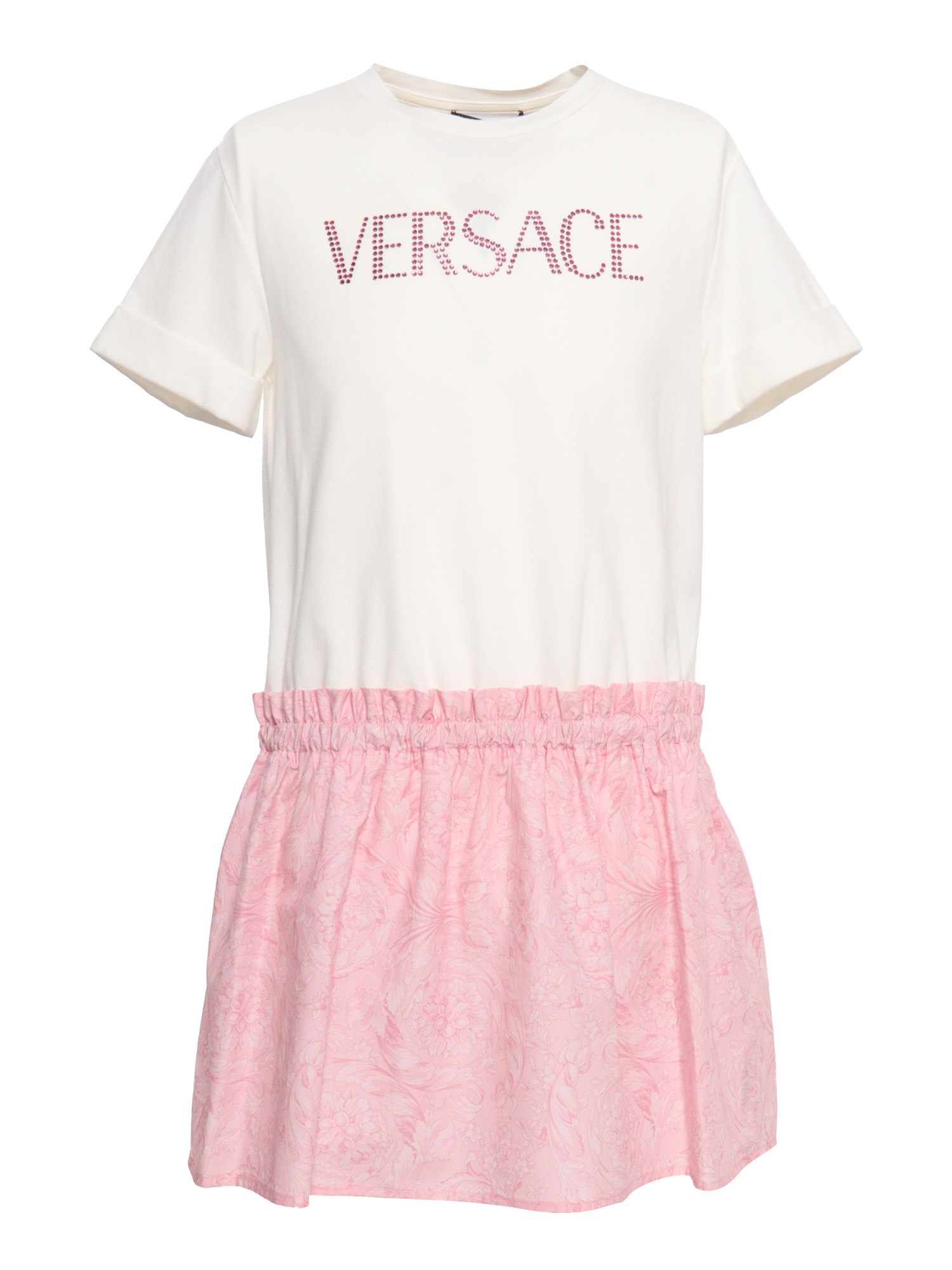 Versace Two-tone Jersey Dress In Pink
