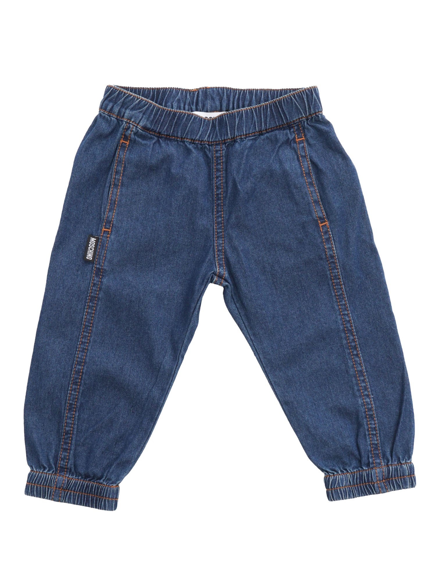 Shop Moschino Kid Blue Denim Balloon Jeans