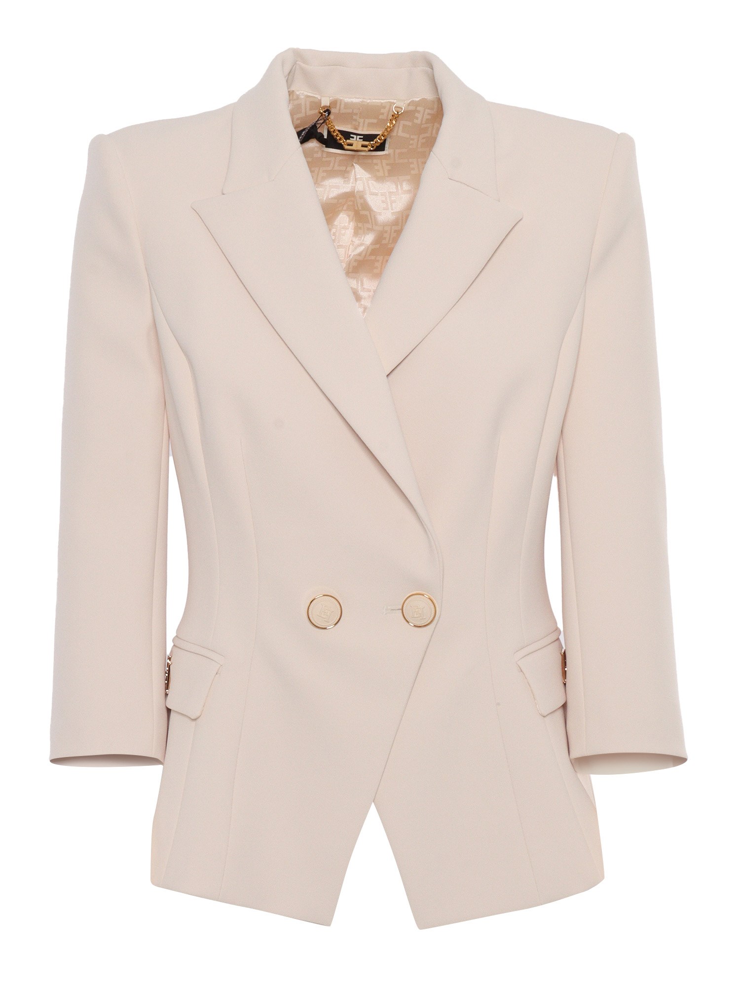 Shop Elisabetta Franchi Pink Blazer In White