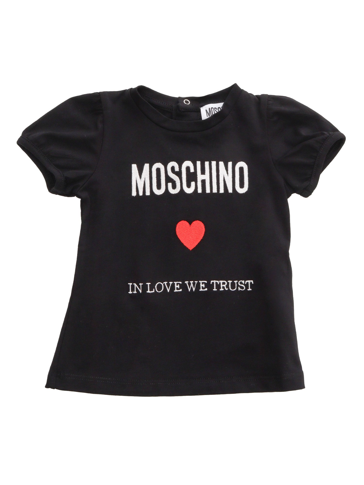 MOSCHINO KID BLACK T-SHIRT WITH LOGO 