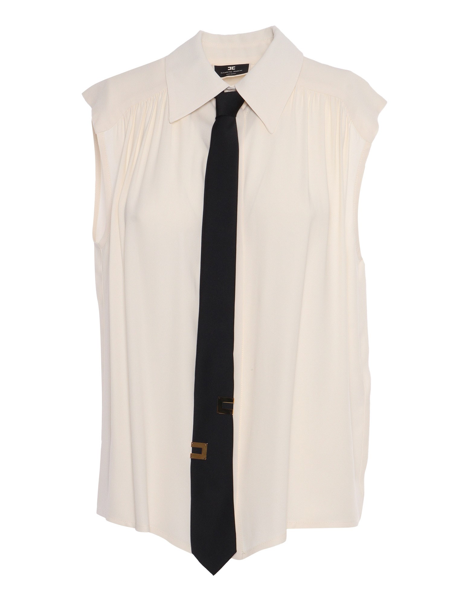 Shop Elisabetta Franchi White Sleevless Shirt