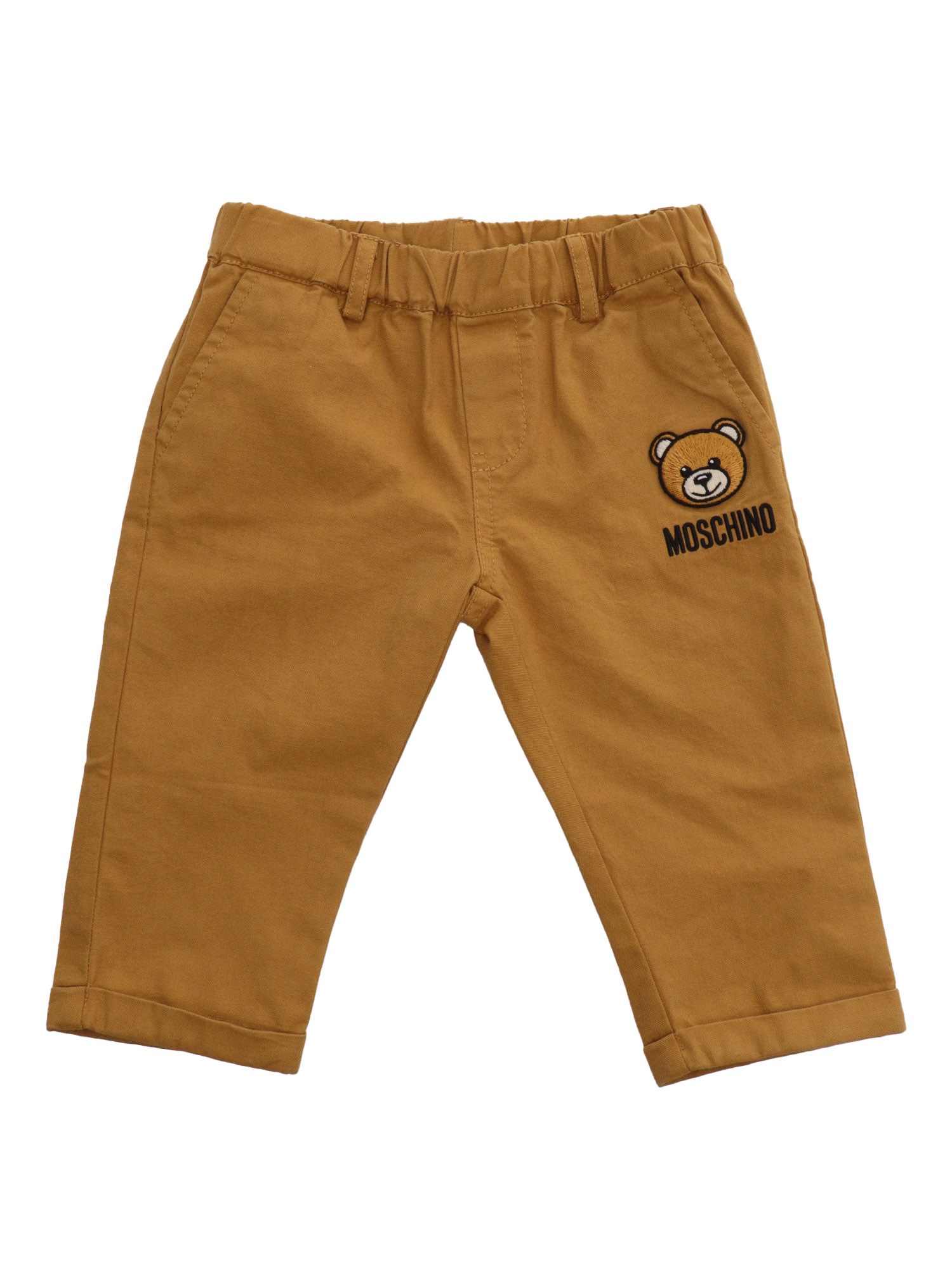 Shop Moschino Kid Brown Trousers With Logo
