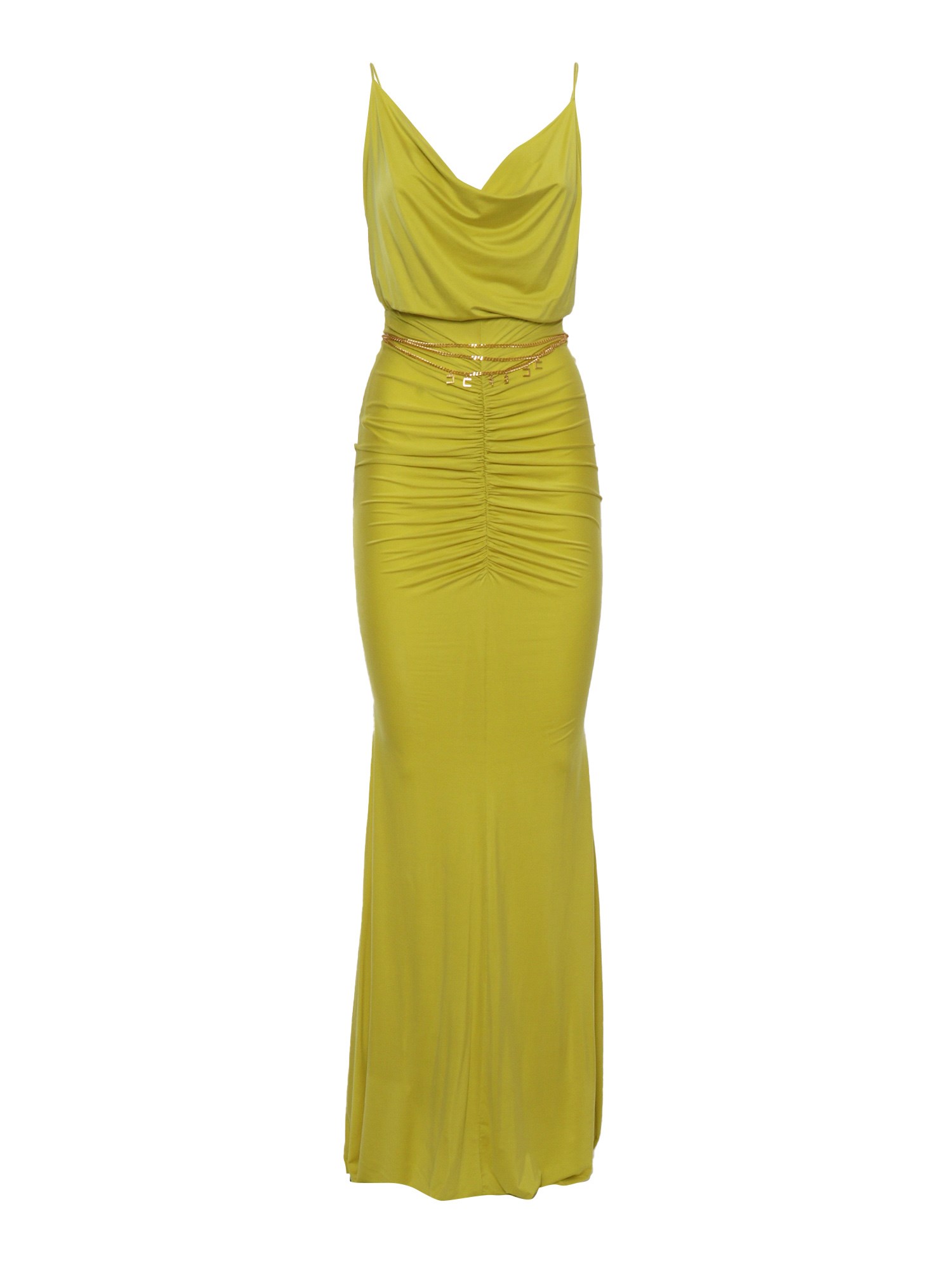 Shop Elisabetta Franchi Long Yellow Dress