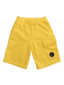 CP COMPANY KIDS Yellow fleece shorts